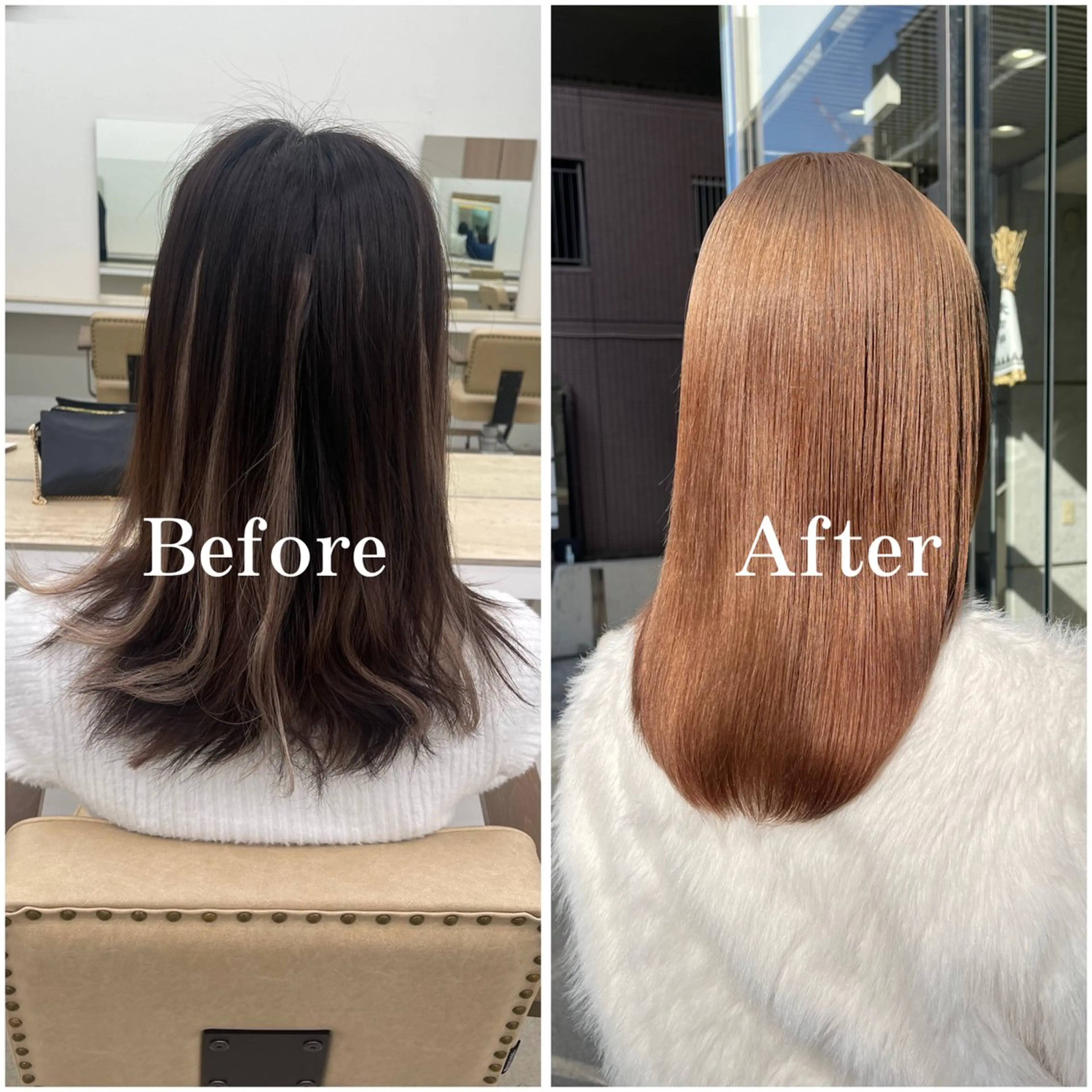 セミロング カラー ブリーチ デザインカラー 似合わせカット 縮毛矯正 ヘアカラー ムラ修正/ ハイトーン💖Riaのヘアスタイル