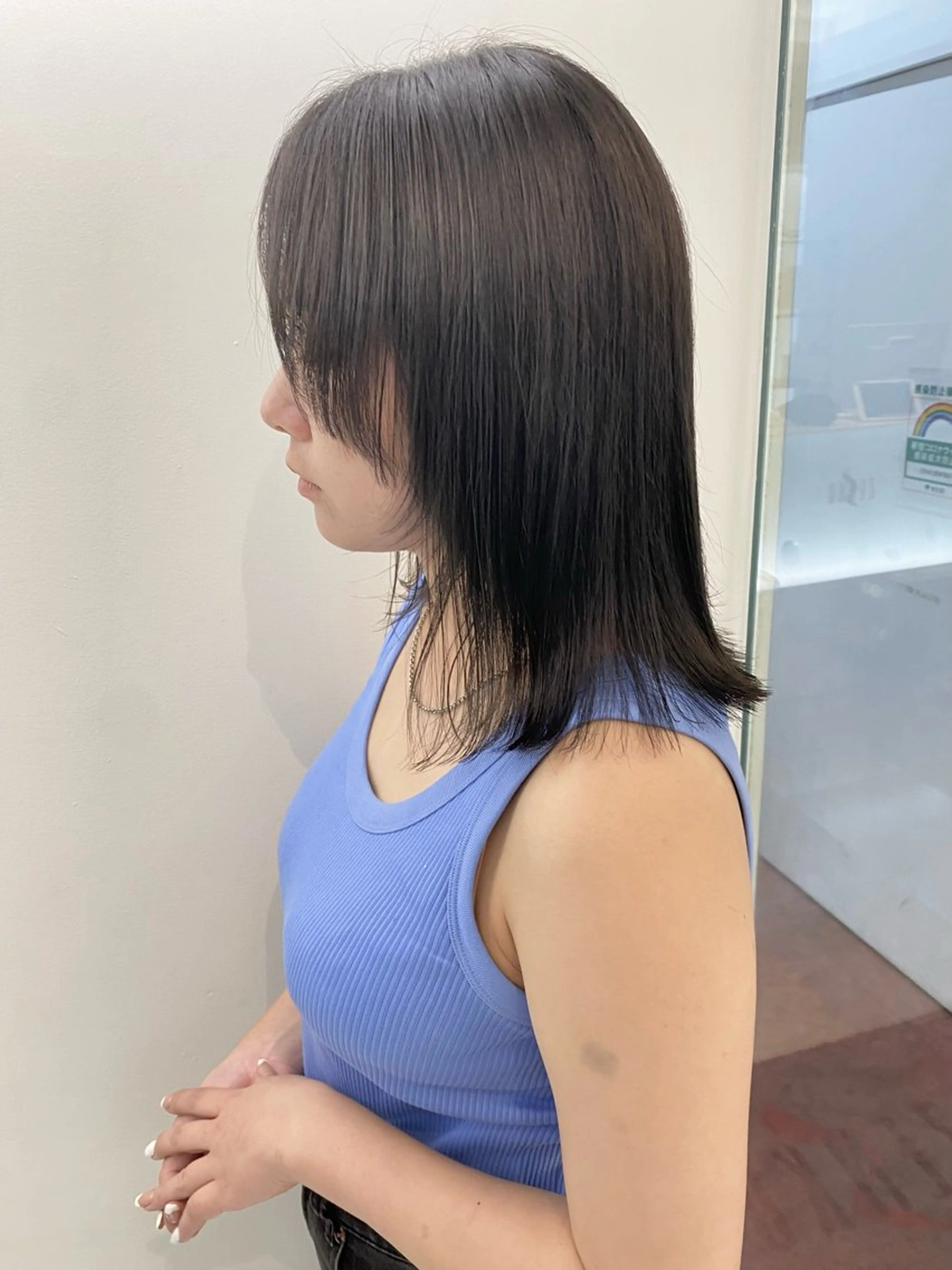 ミディアム カラー グレージュ 顔周りカット レイヤーカット カット ヘアカラー ZENKO表参道店所属・デジタルパーマ 🌀ボブ　萩原　龍のヘアスタイル