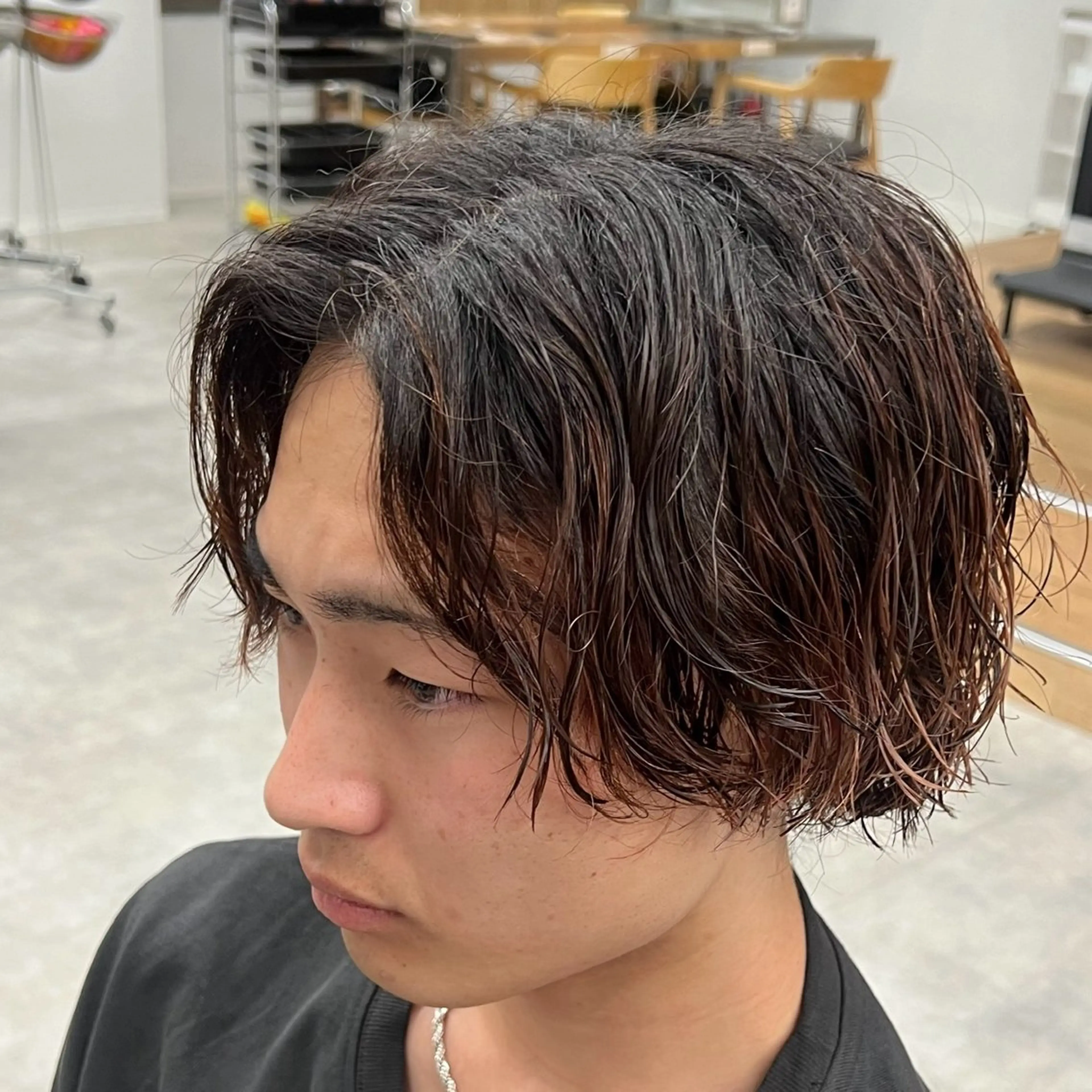 ミディアム パーマ メンズ カット パーマ メンズパーマ/波巻き 新潟/万代/夏芽🎀のヘアスタイル