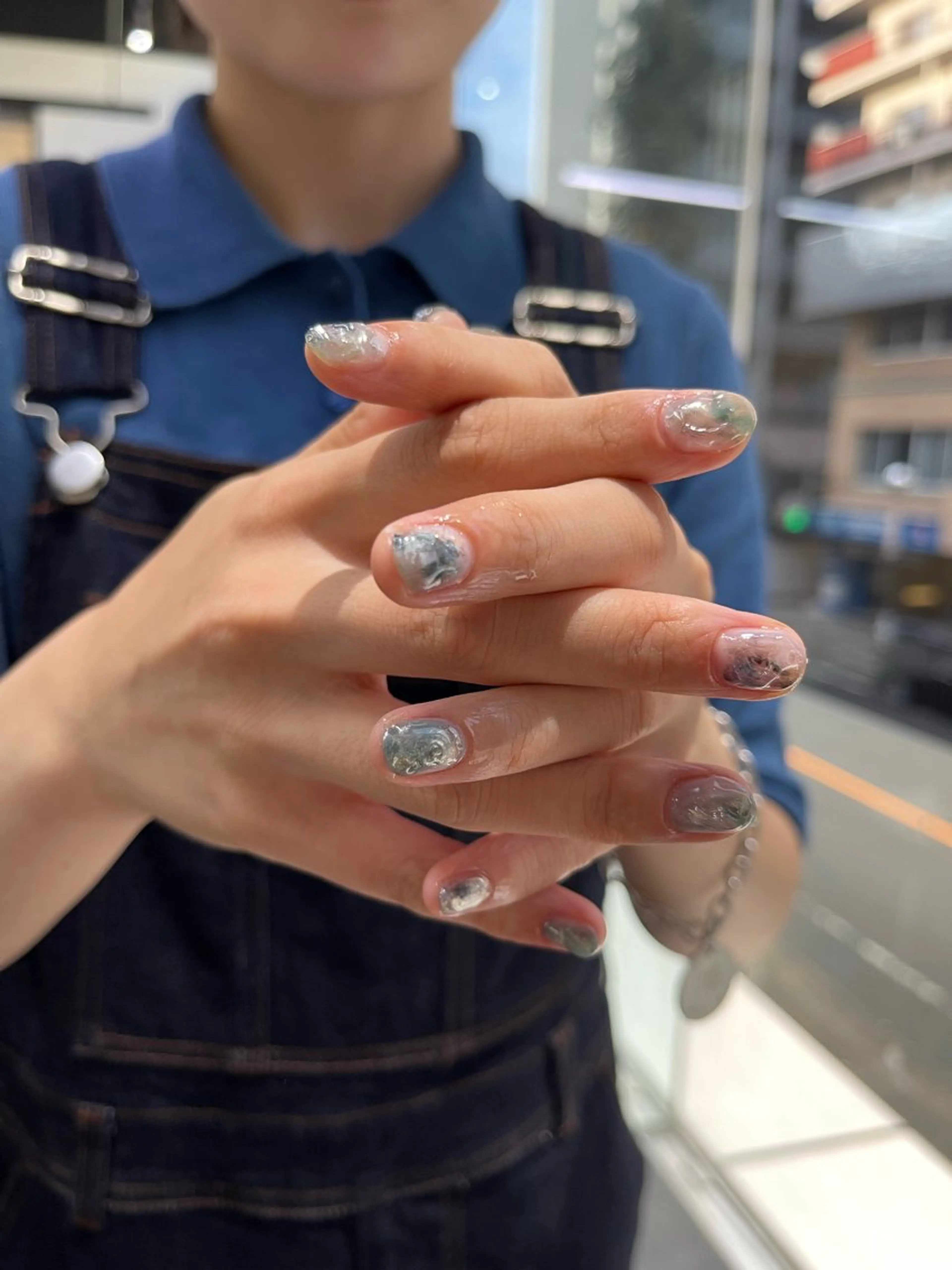 ネイル フレンチネイル マグネットネイル ニュアンスネイル ワンカラーネイル GRANDE大須 Cecil💜のネイルデザイン