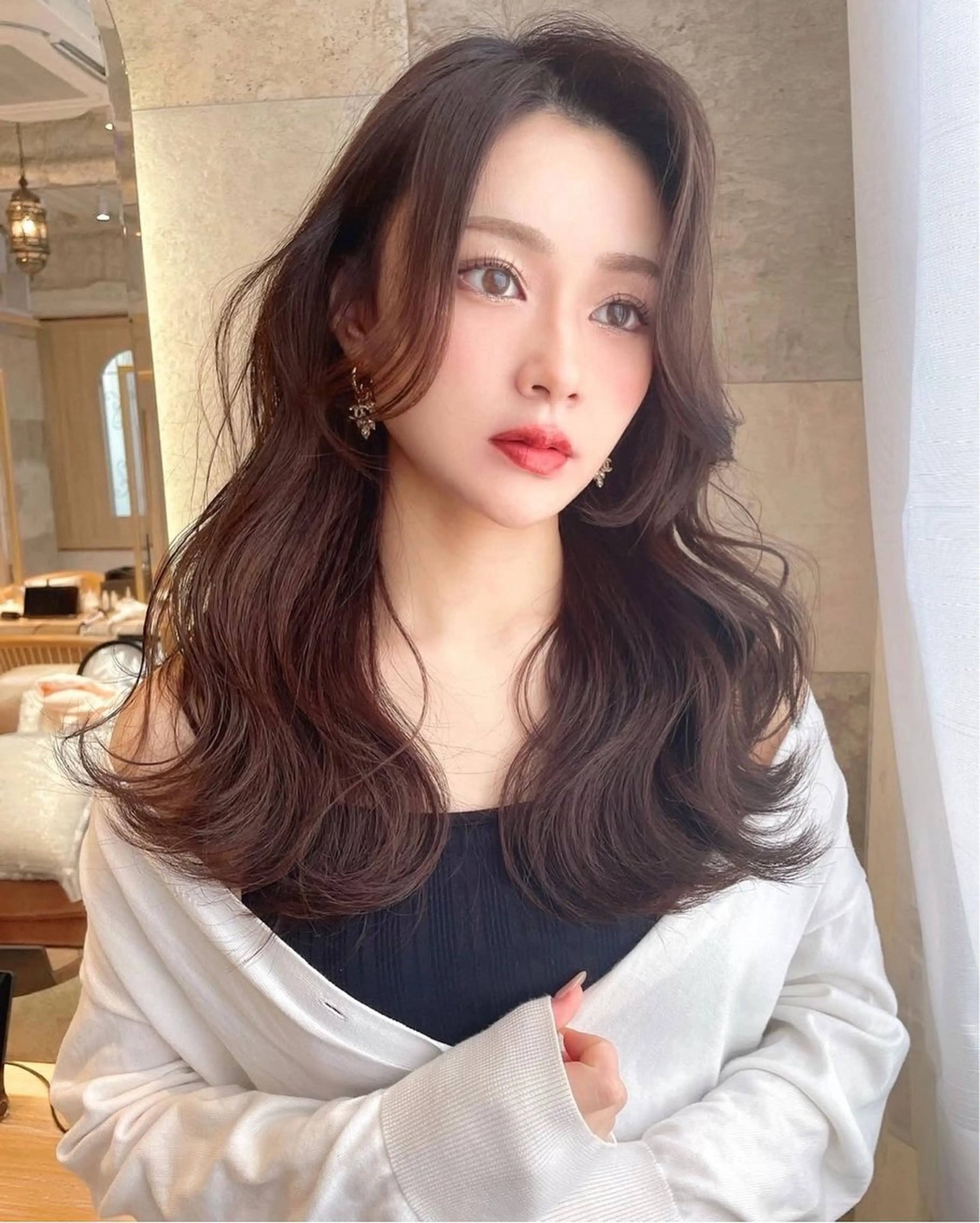 ロング ボブ ハイライト 髪質改善 ヘアカラー 栄ハイトーン/ 透明感/中園薪のヘアスタイル