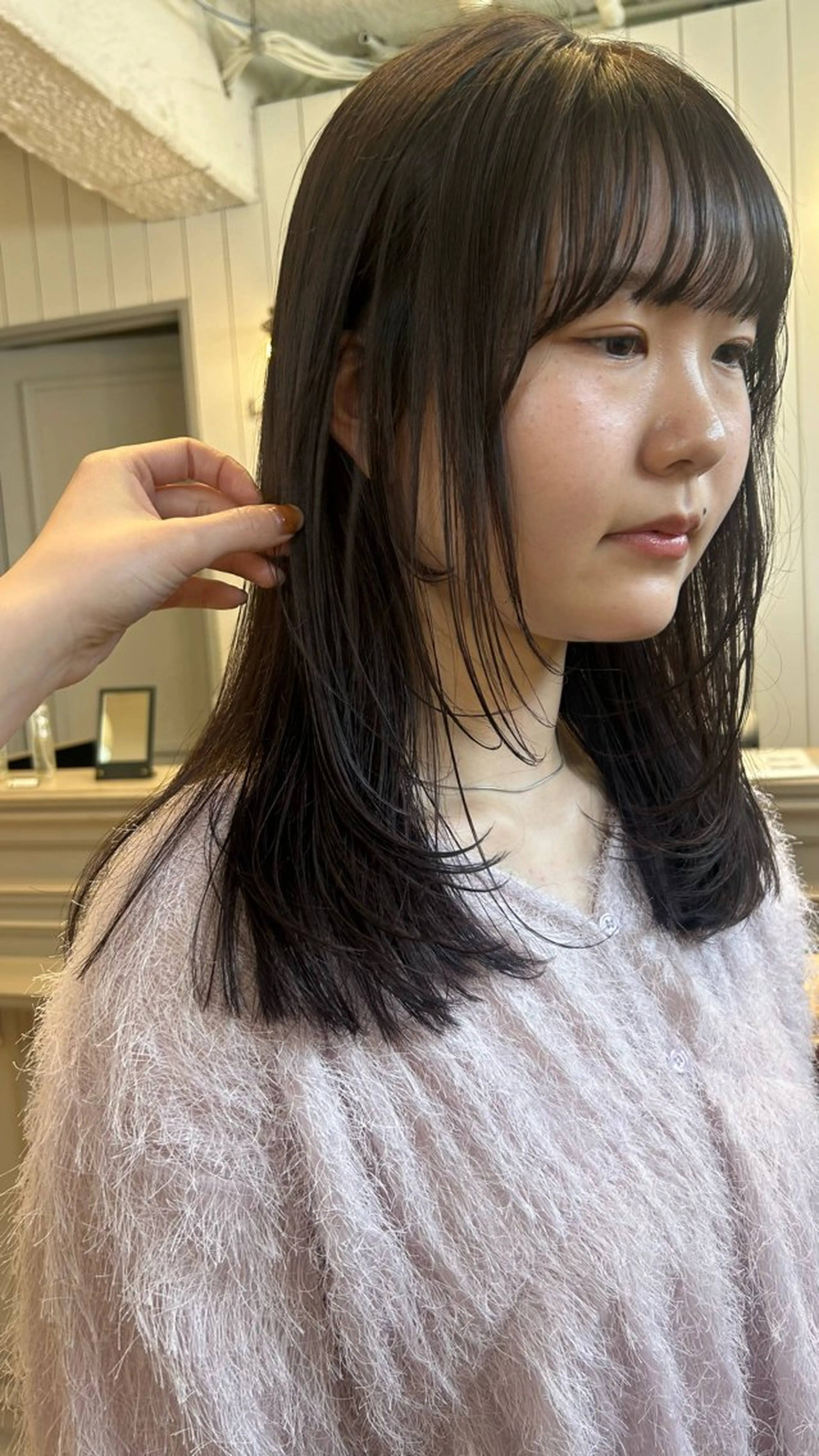 セミロング カラー カット ヘアカラー トリートメント じゅわっと暖色カラー 🍊Moemiのヘアスタイル