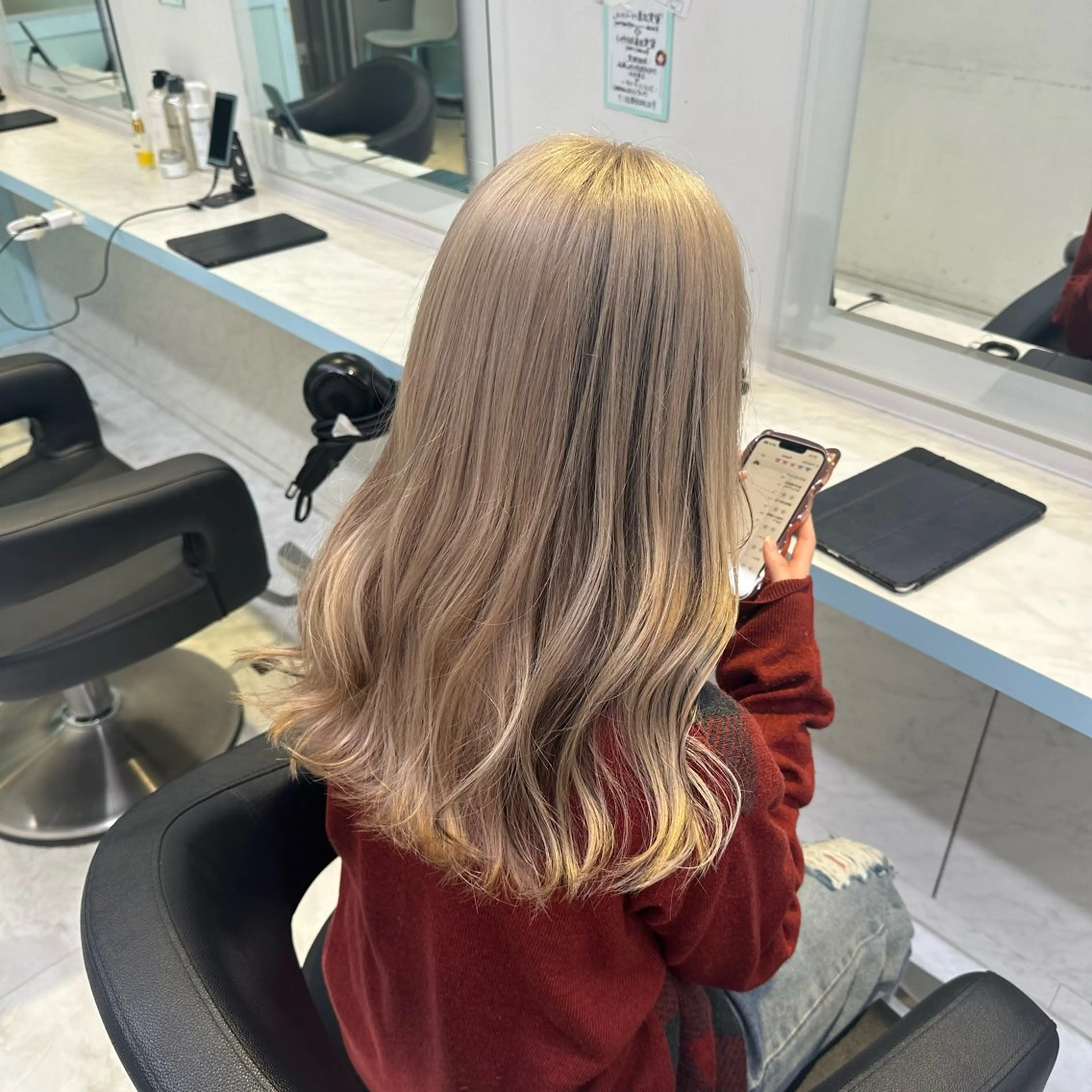 セミロング カラー ヘアカラー トリートメント ヘッドスパ ヘアセット 暖色🩷透明感カラー ♡Maika♡のヘアスタイル