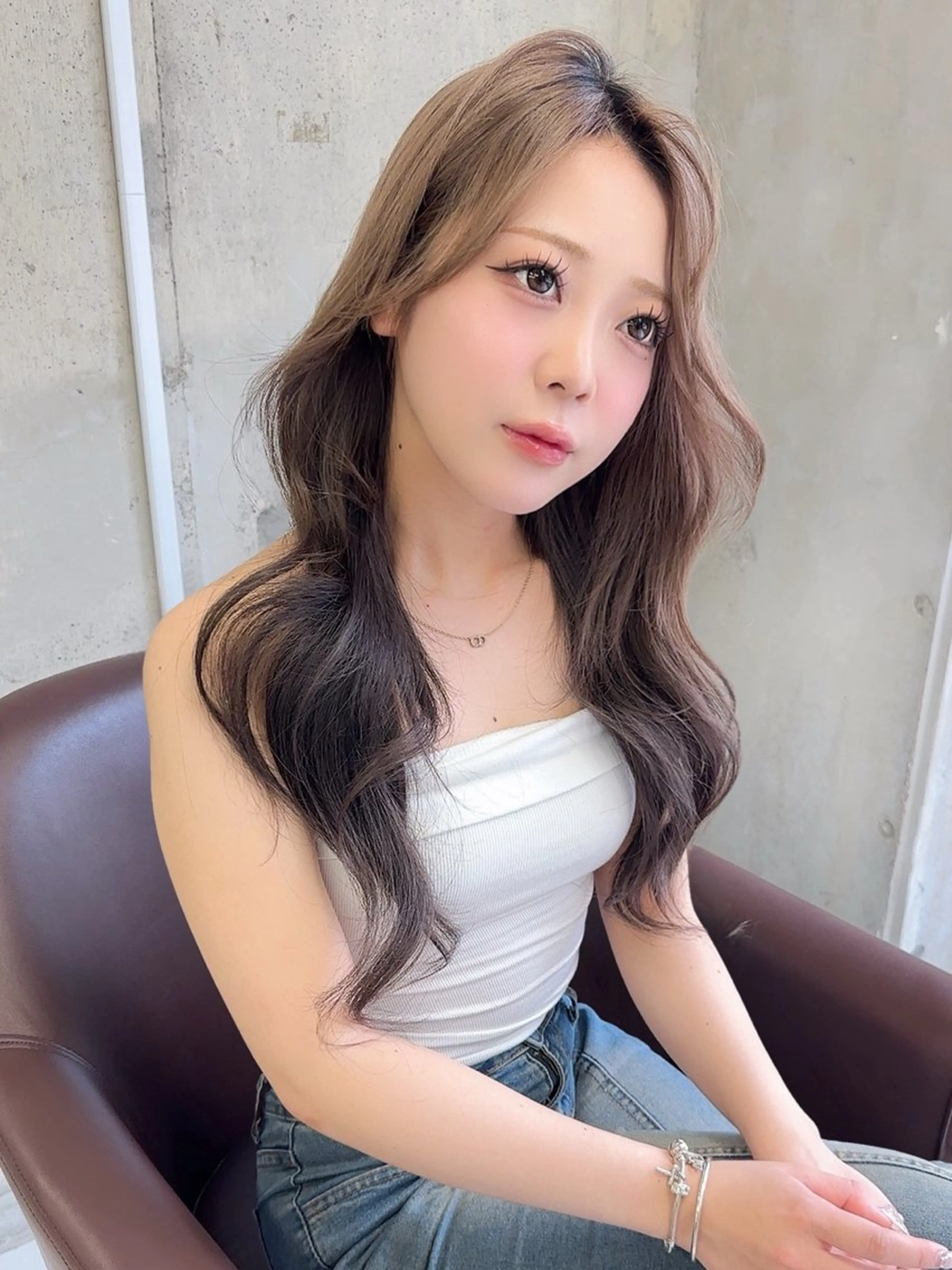 ロング ヘアカラー トリートメント 韓国ヘア/透明感 カラー/金子 愛優のヘアスタイル