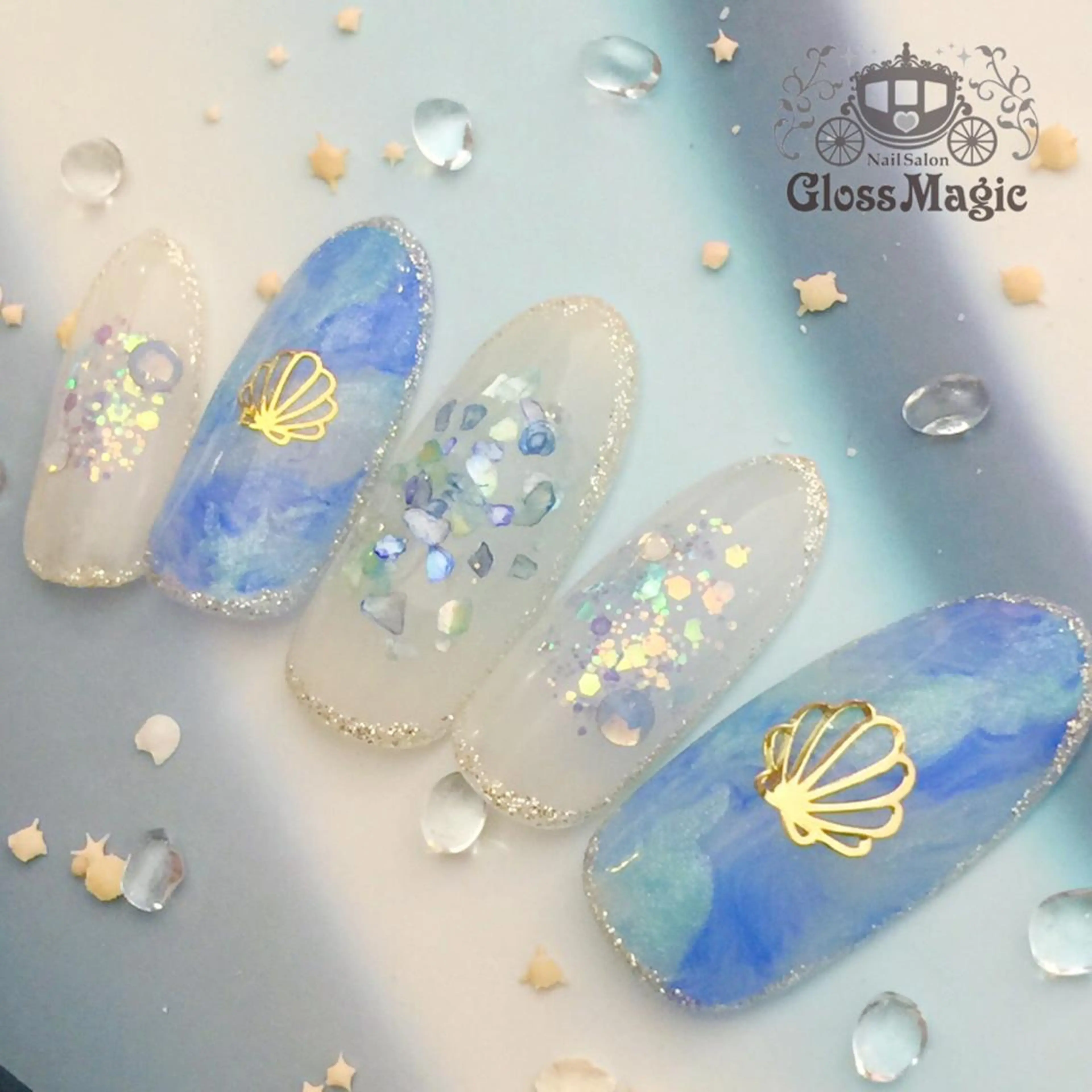 ネイル チークネイル ラメ(グリッター) 大理石ネイル(マーブル) YUN 💅のネイルデザイン