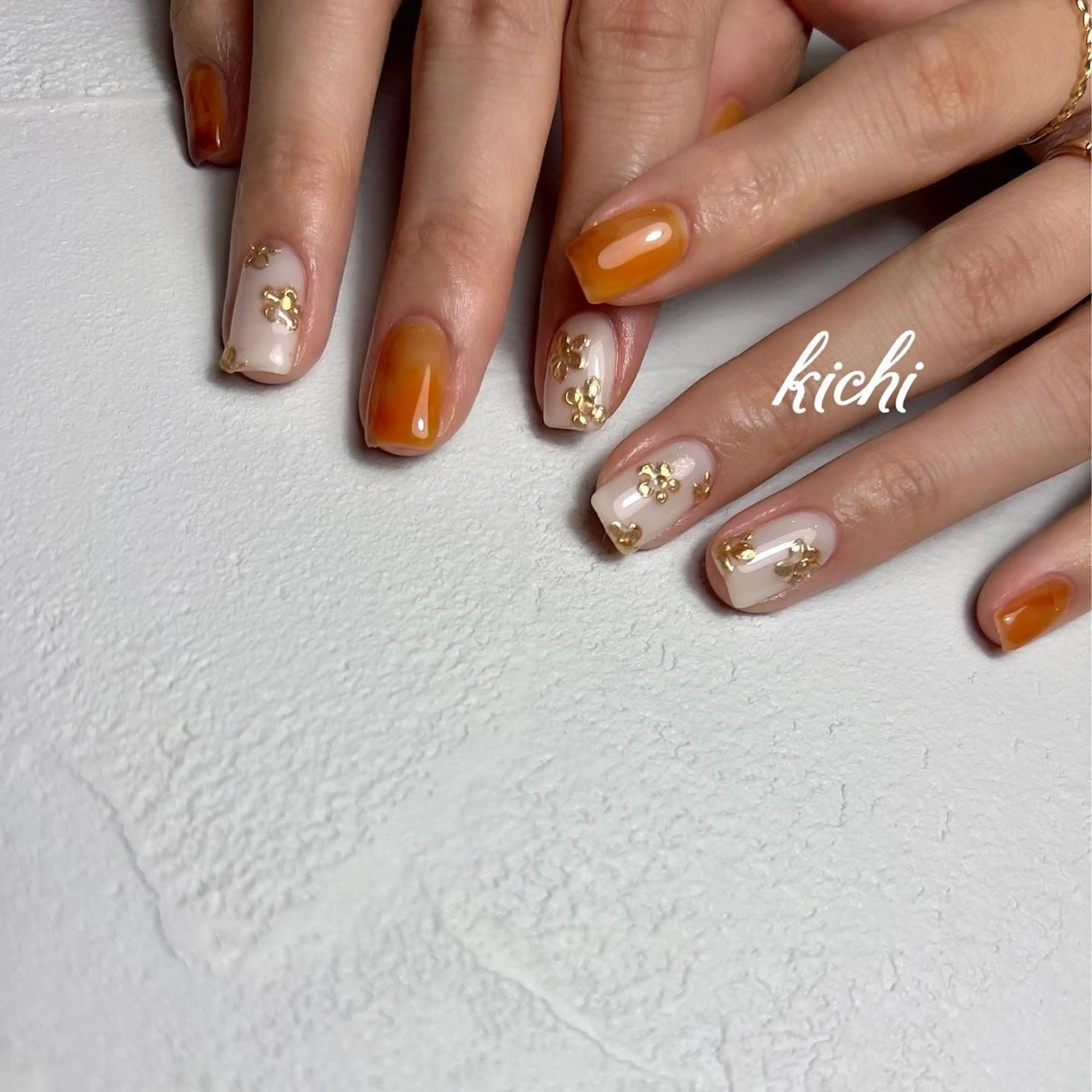 ネイル フラワーネイル ジェルネイル ミラーネイル 持ち込み ニュアンスネイル kichi･:* みじゅのネイルデザイン