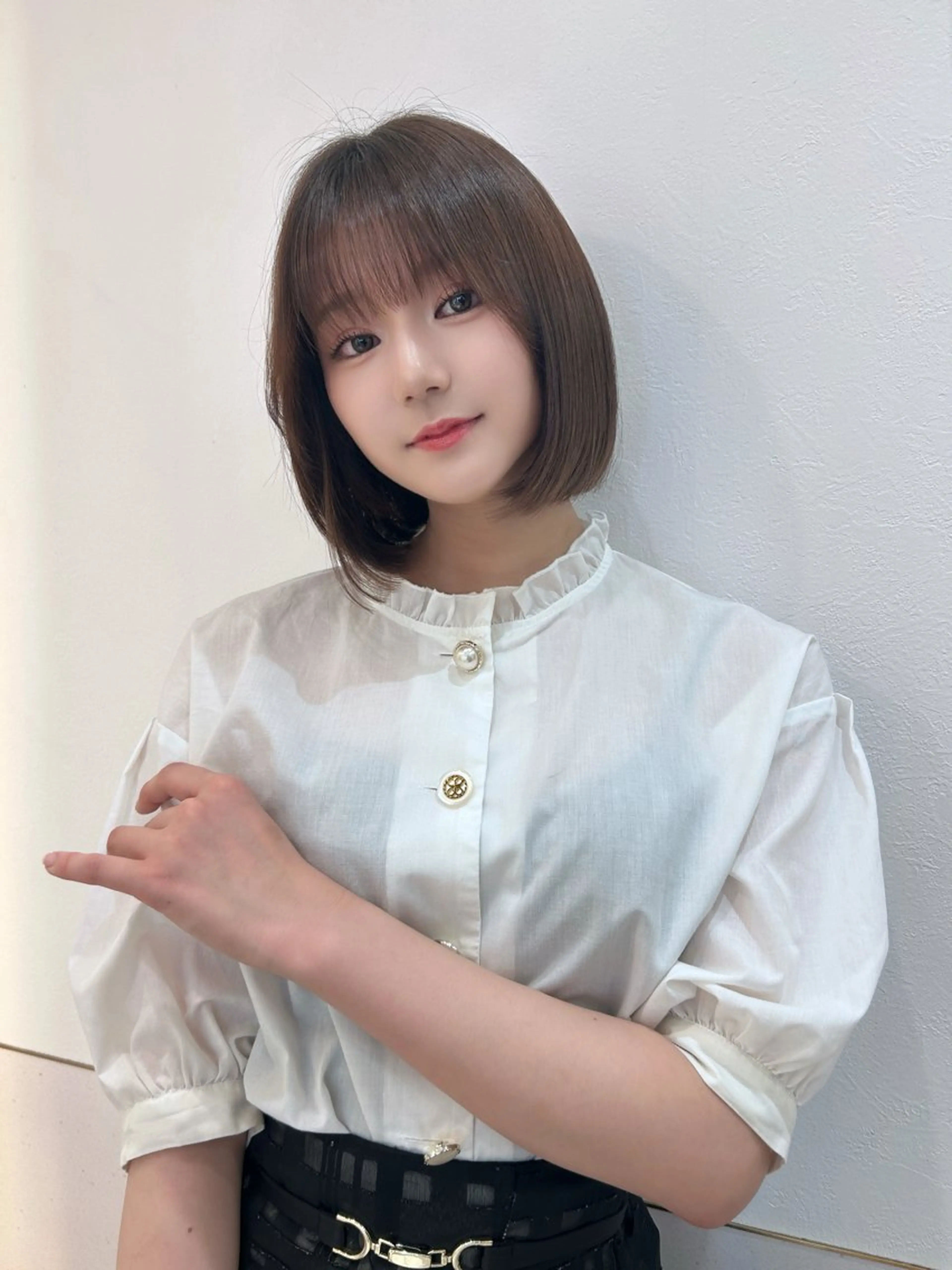 ショート カラー 透明感カラー グレージュ オリーブグレージュ オリーブグレー ボブ カット ヘアカラー トリートメント ボブ/レイヤーボブ/ 髪質改善/梶川 夏季のヘアスタイル