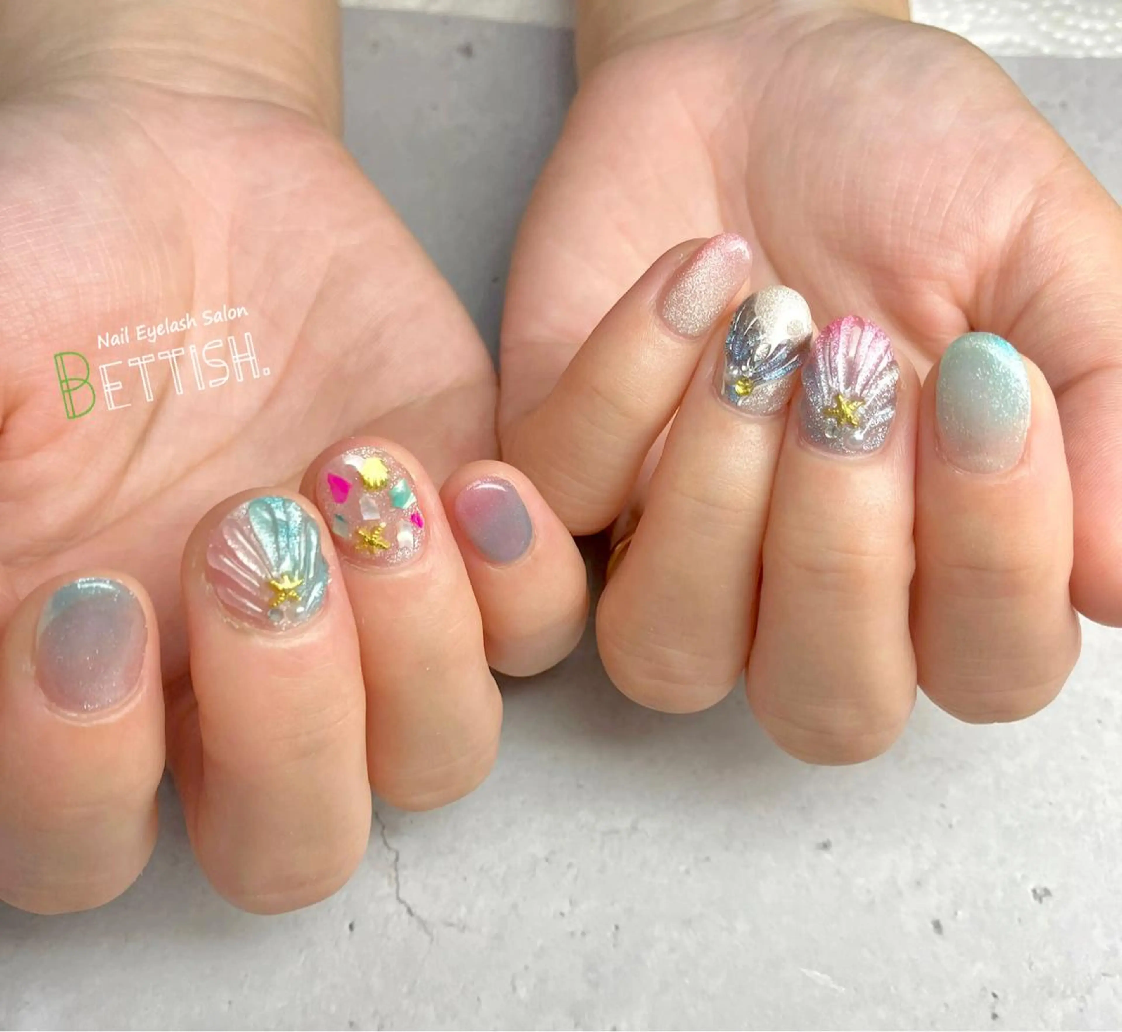 ネイル クリアネイル マグネットネイル 夏ネイル ハンドネイル BETTISH. KUMIKO☺︎︎のネイルデザイン