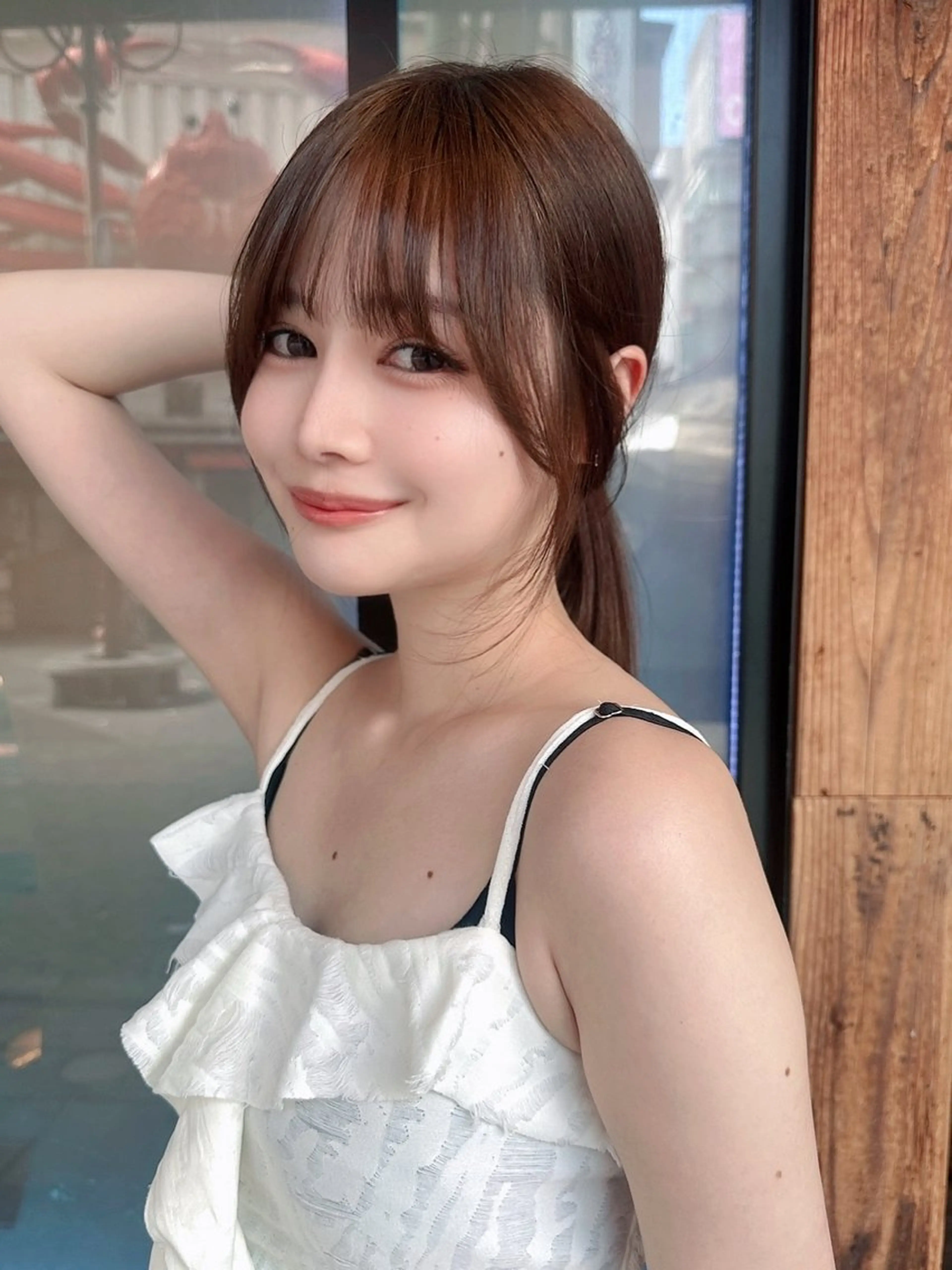 ロング カット ベージュ/インナー カラー🤍Rieのヘアスタイル