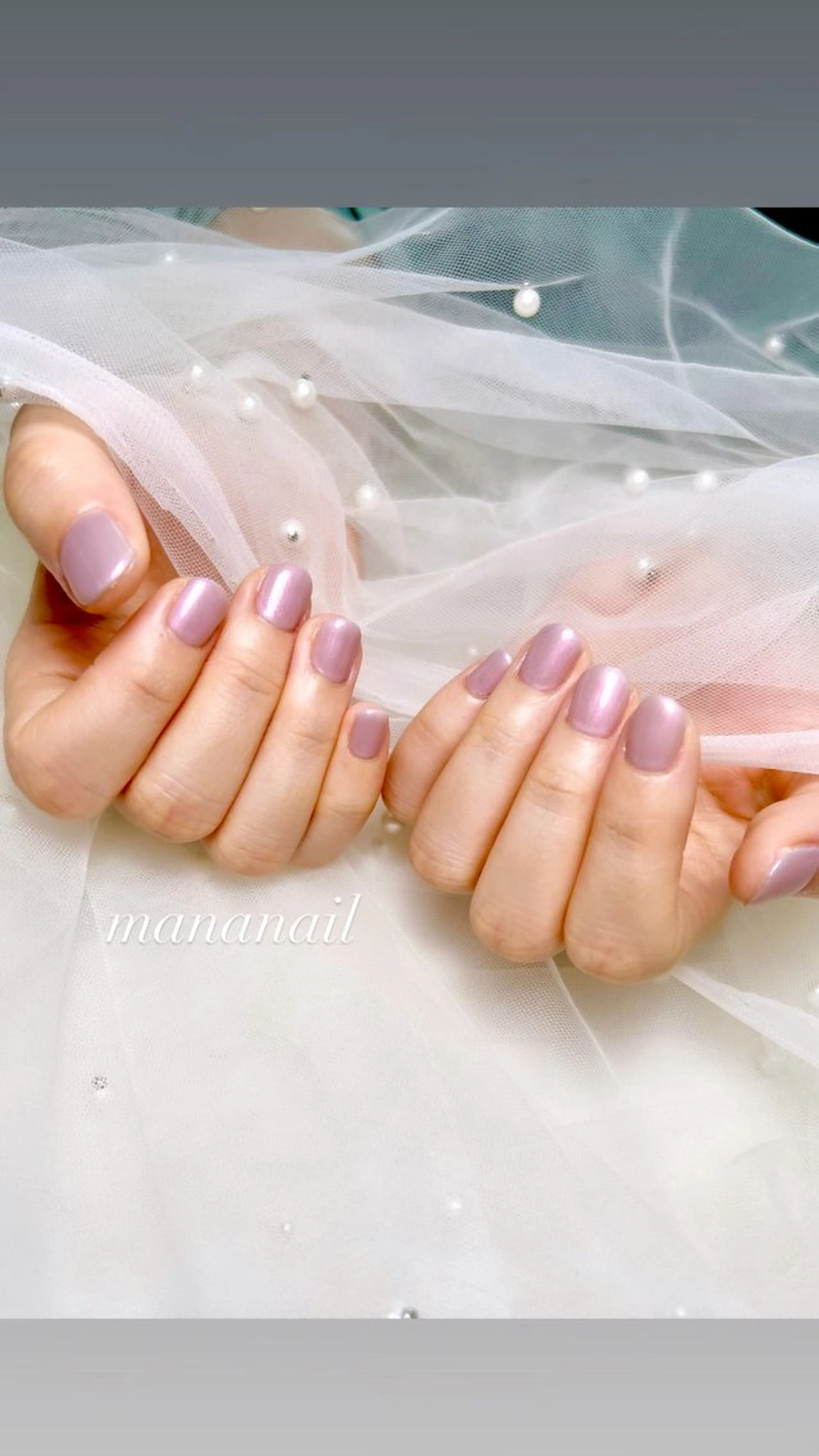 ネイル オーロラネイル パープル ショートネイル mananail マナネイルのネイルデザイン