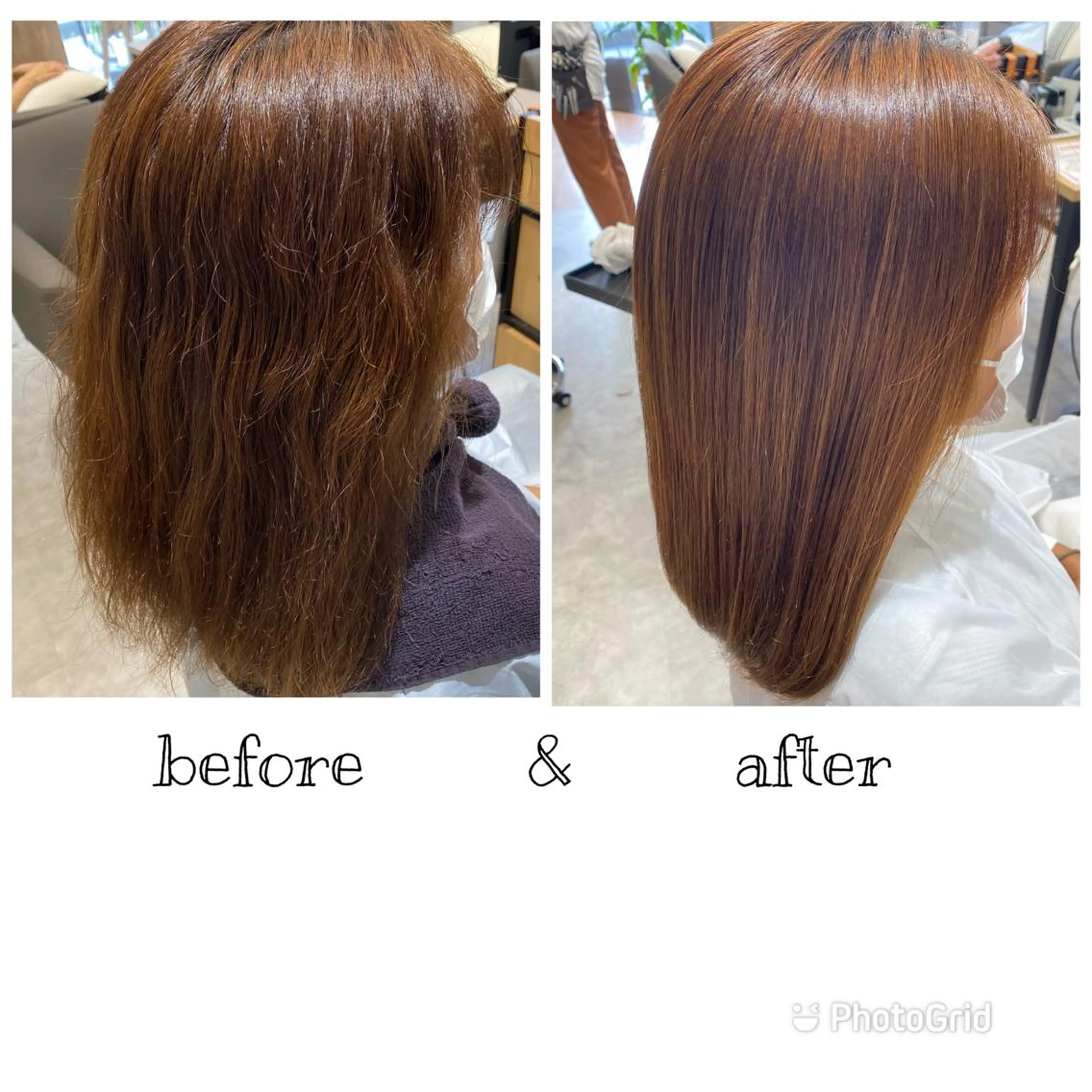 セミロング 髪質改善 縮毛矯正 小國 綾かのヘアスタイル