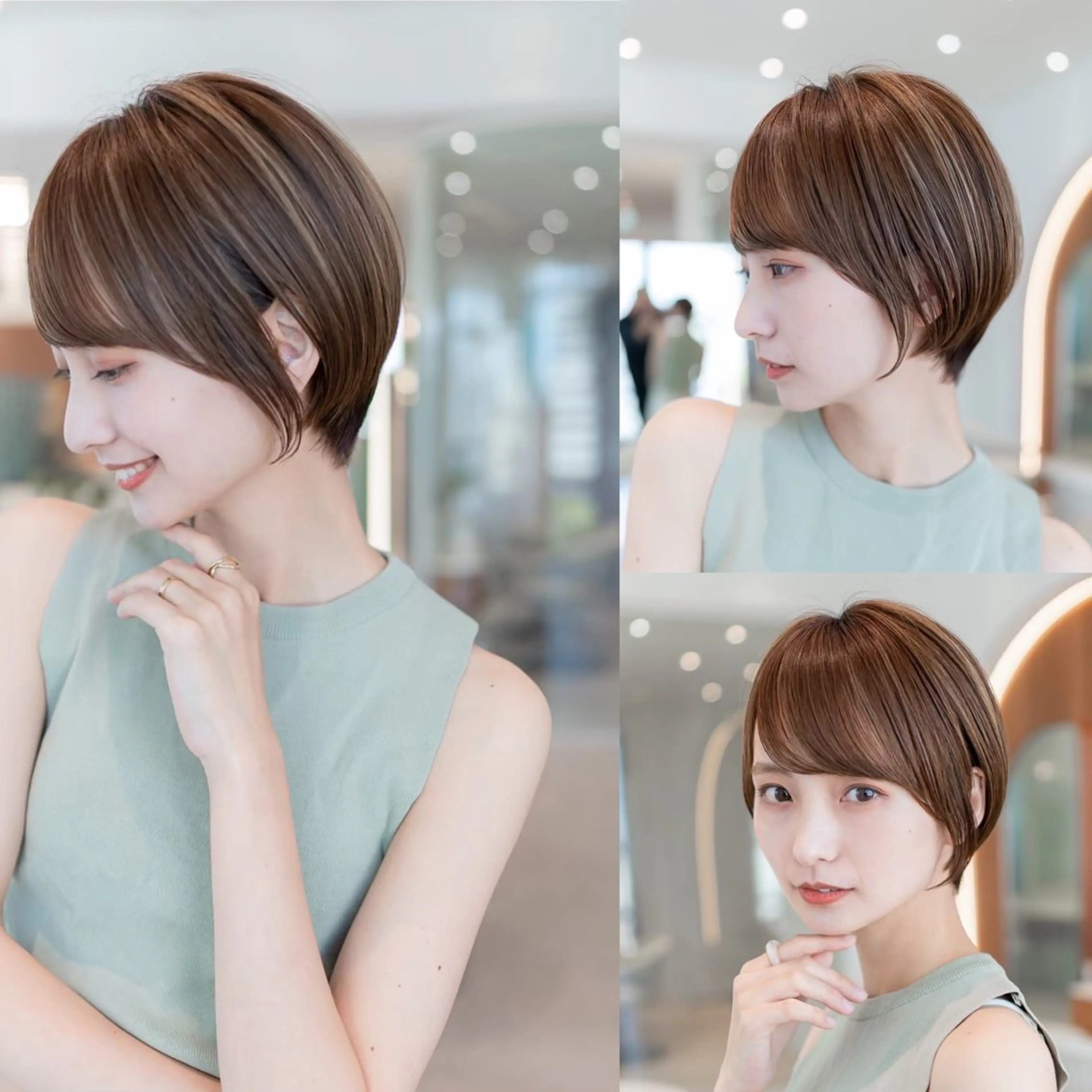 ショート カラー ショートボブ 丸みショート イルミナカラー ボブ 髪質改善 カット ヘアカラー トリートメント 渋谷ボブ/レイヤー ボブ田中航平のヘアスタイル