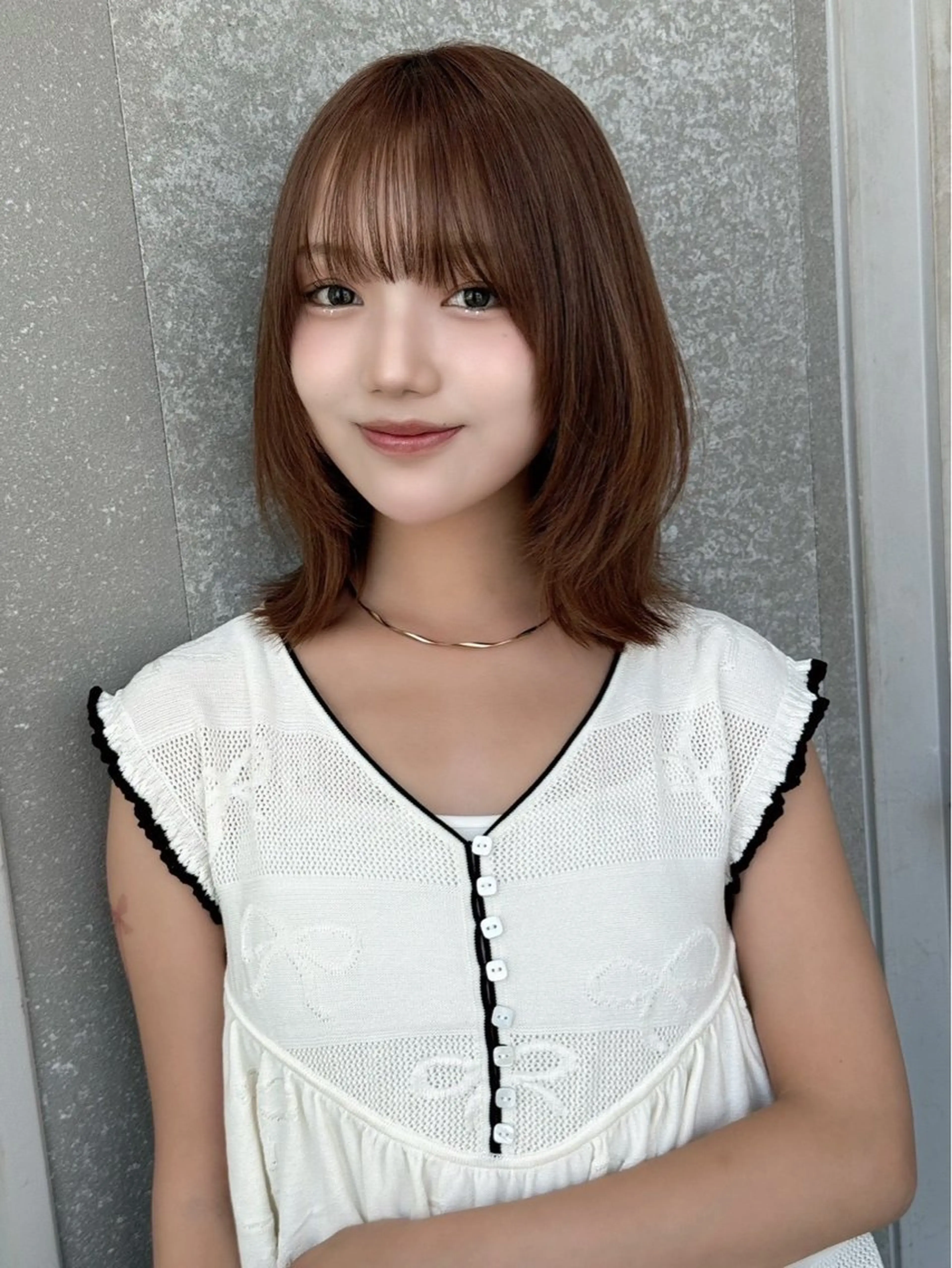 ミディアム rina似合わせ レイヤー韓国カラーのヘアスタイル