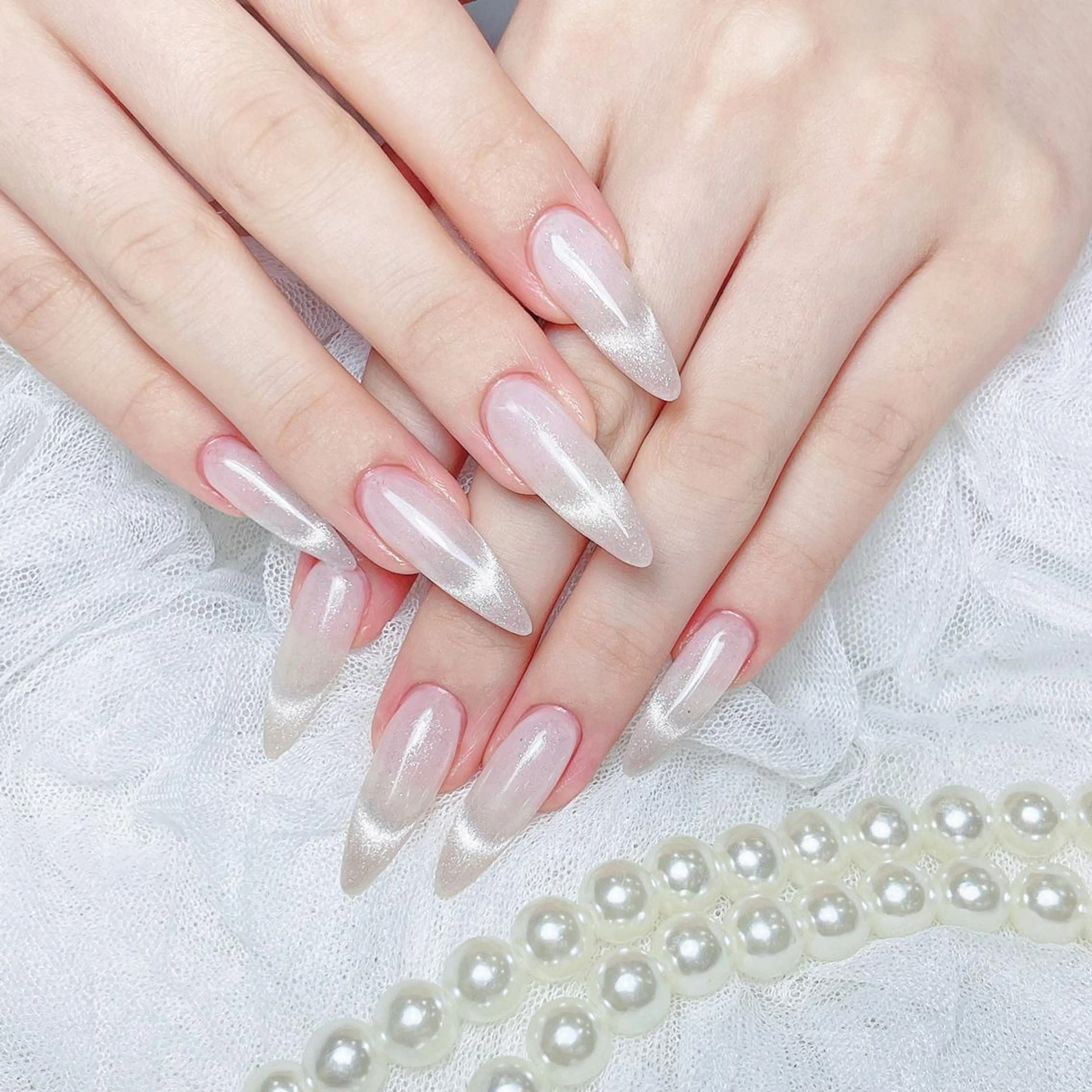 💅チップ長さだし💅マグネットフレンチ/ベイビーブーマー/ビー玉マグネット/ハートマグネット8980の写真