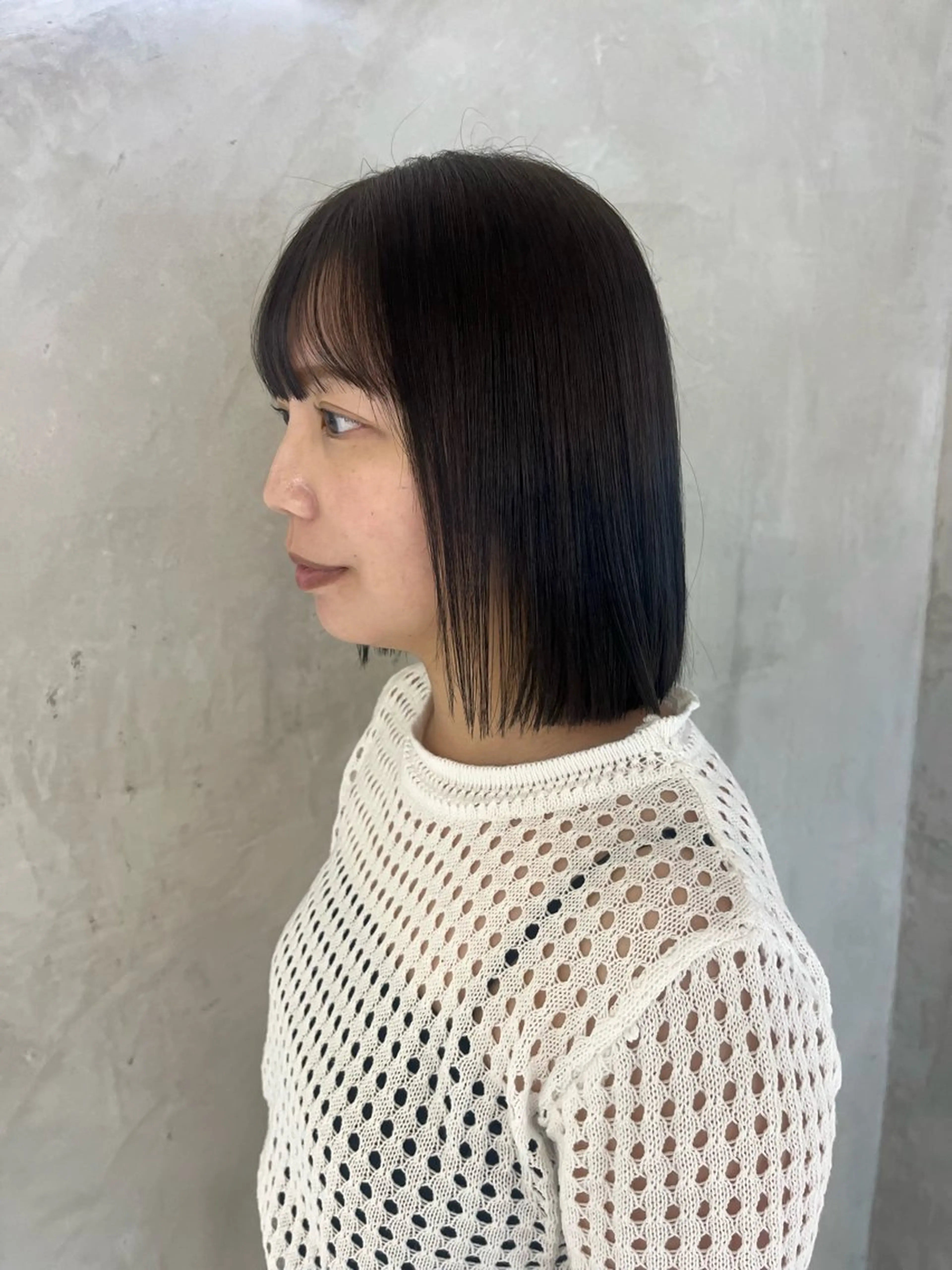ショート 切りっぱなしボブ ボブ カット effect横浜所属・切りっぱなしボブ/ 艶カラー/綾莉のヘアスタイル
