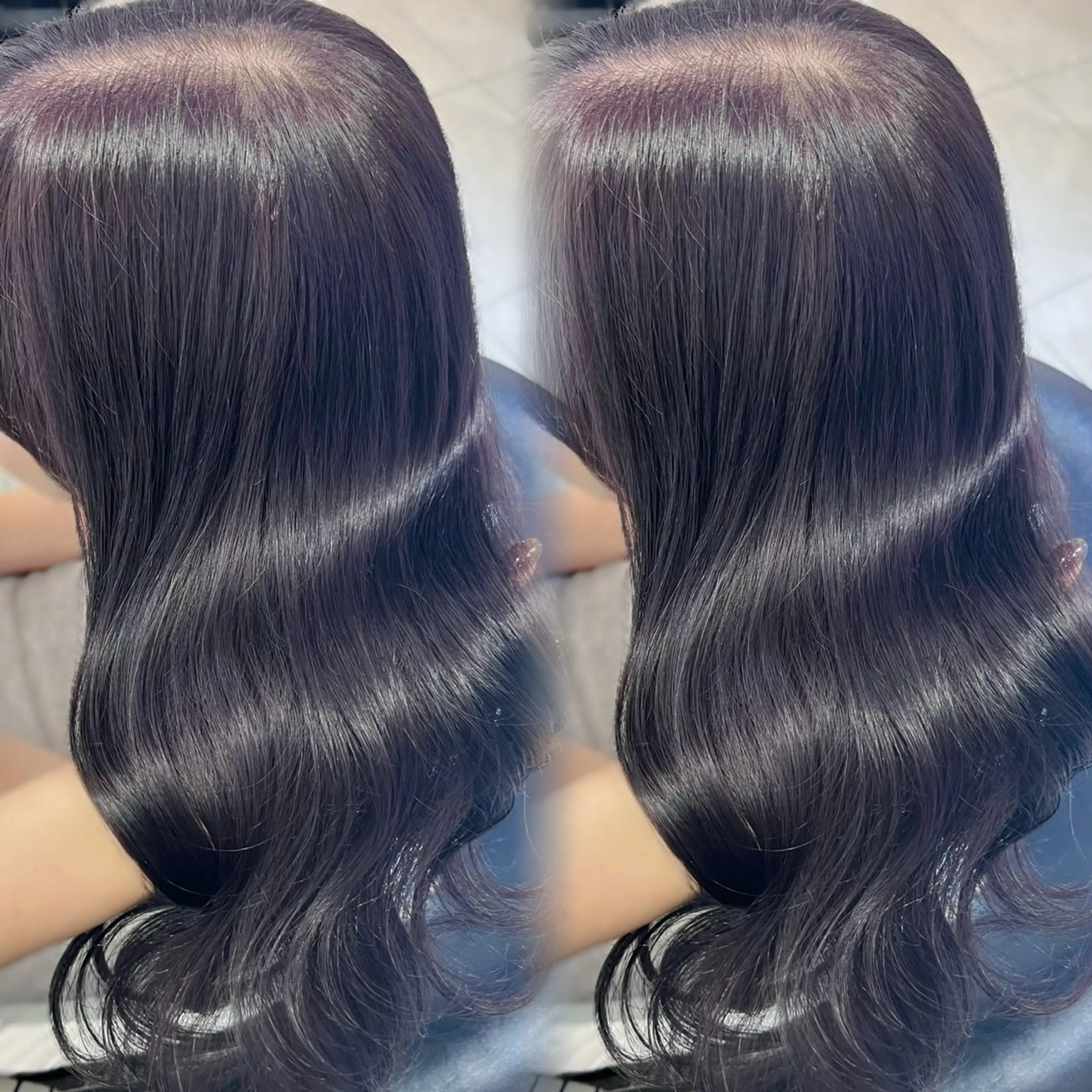 セミロング カラー グレージュ ラベンダーカラー ラベンダーグレージュ ラベンダーグレー 韓国レイヤー×モテ髪 /MITSUKI🤍のヘアスタイル