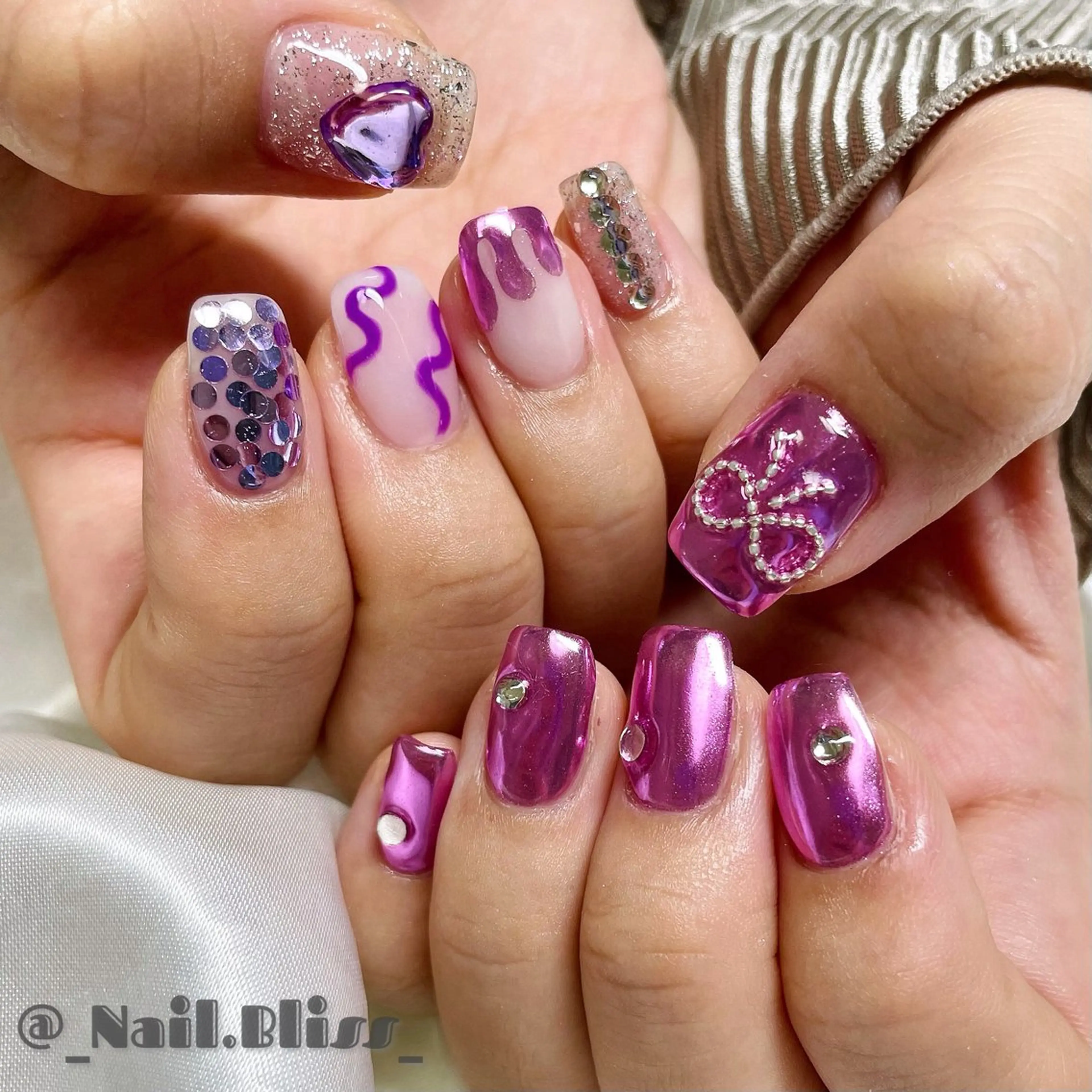 ネイル 持ち込み パープル ハンドネイル NAIL BLISSのネイルデザイン