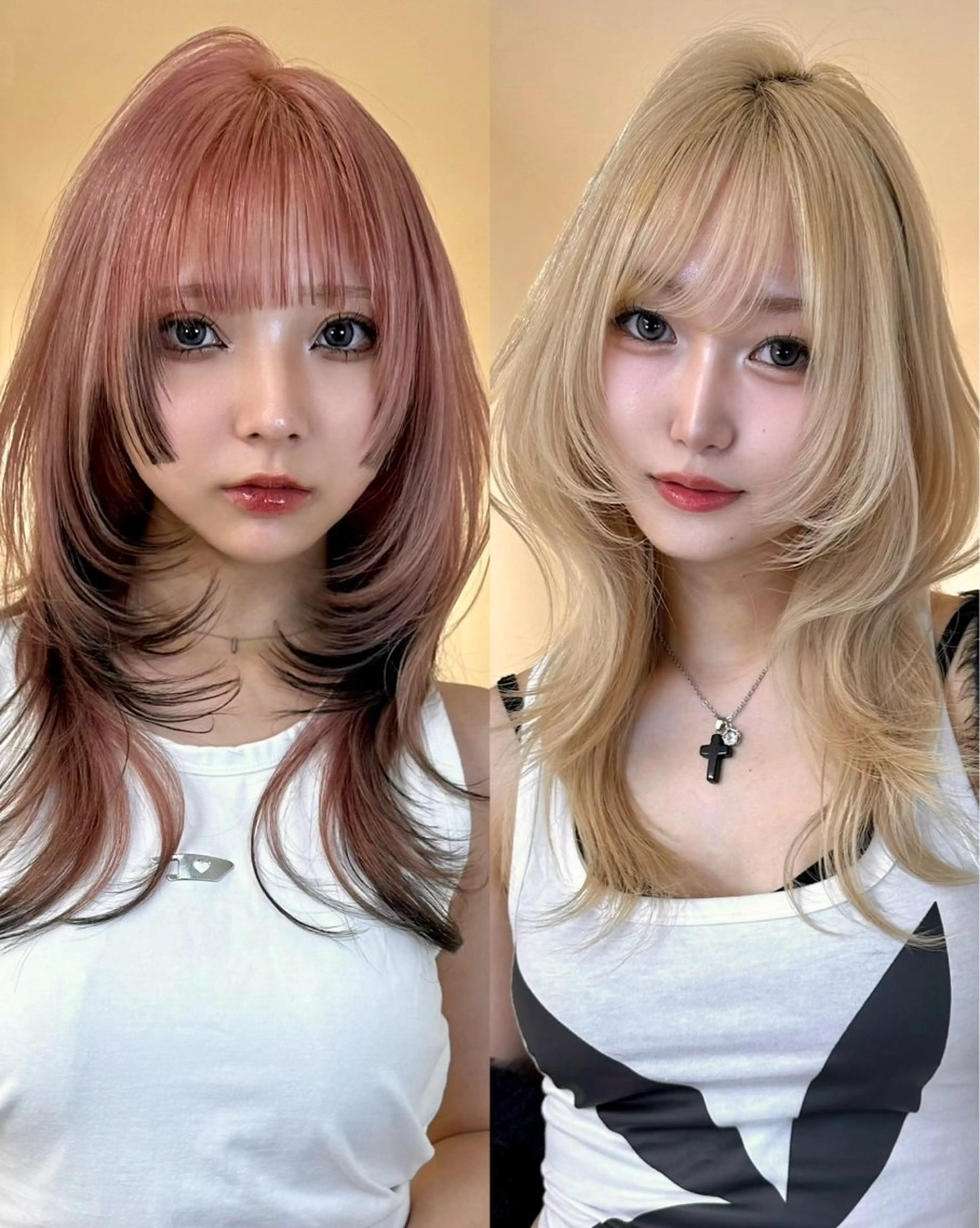 セミロング カラー ヘアカラー トリートメント はな　ブリーチ ハイトーン/ 渋谷のヘアスタイル