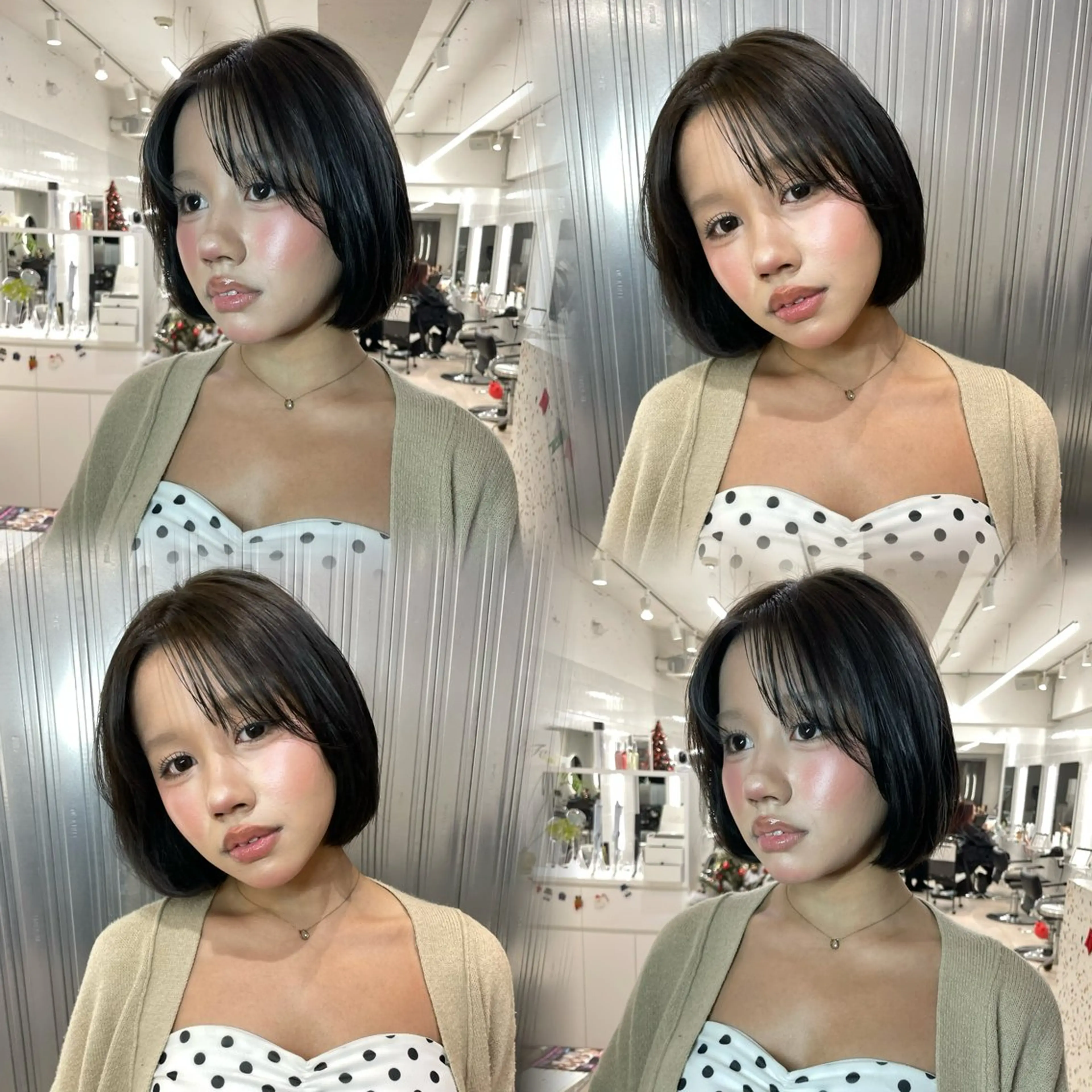 ミディアム カラー パーマ ベージュカラー ケアカラー オリーブベージュ オリーブカラー 髪質改善 ヘアカラー 縮毛矯正 表参道/ハイライト 髪質改善ストレートのヘアスタイル