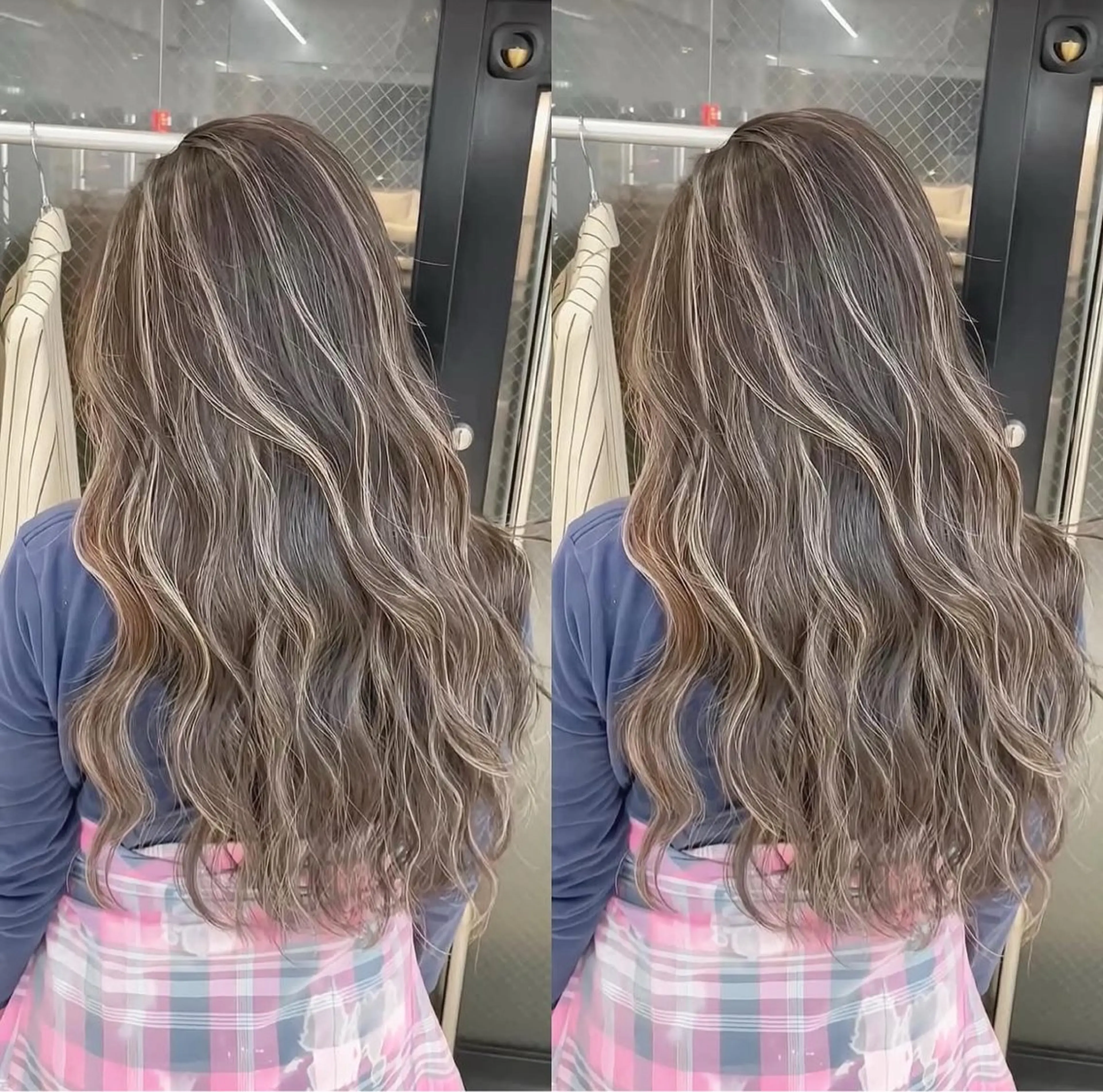 ロング ヘアカラー ハイトーン ハイライ ト バレイヤージュのヘアスタイル