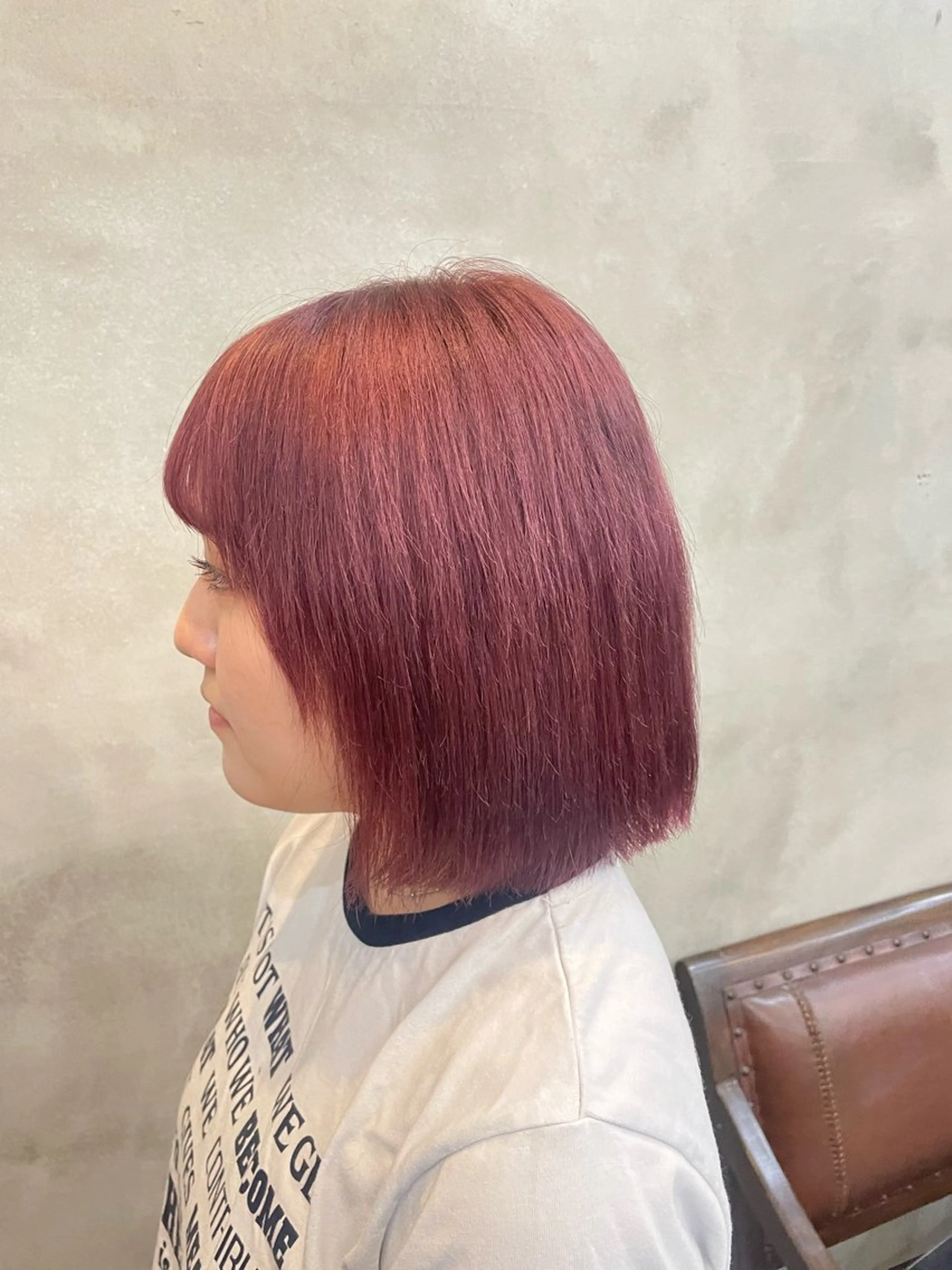 ミディアム カラー ヘアカラー 【ピンク/韓国ヘア/ ヘアセット】亜海のヘアスタイル