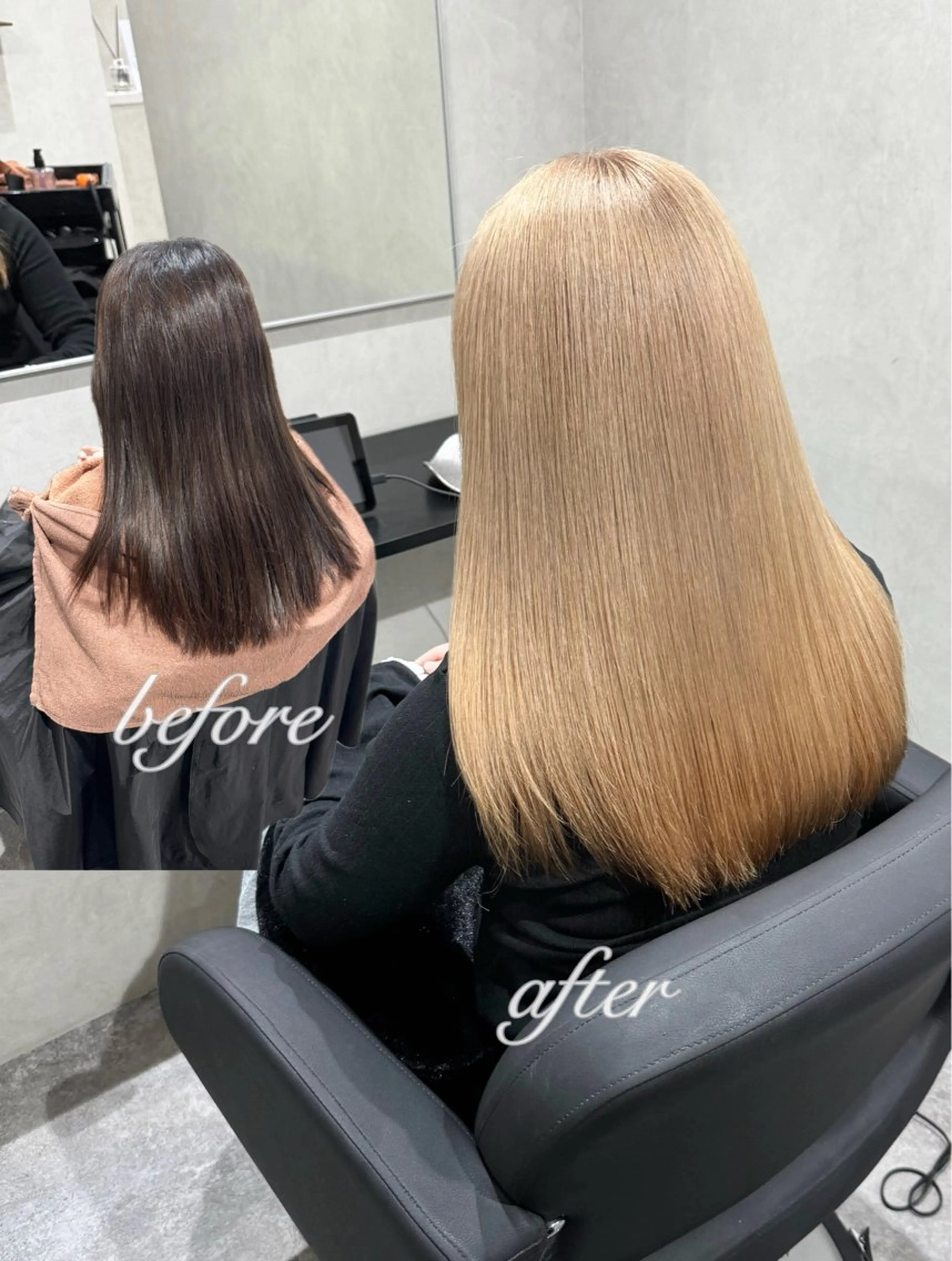 セミロング カラー ブリーチ 透明感カラー 縮毛矯正 縮毛/髪質改善 上野颯太のヘアスタイル