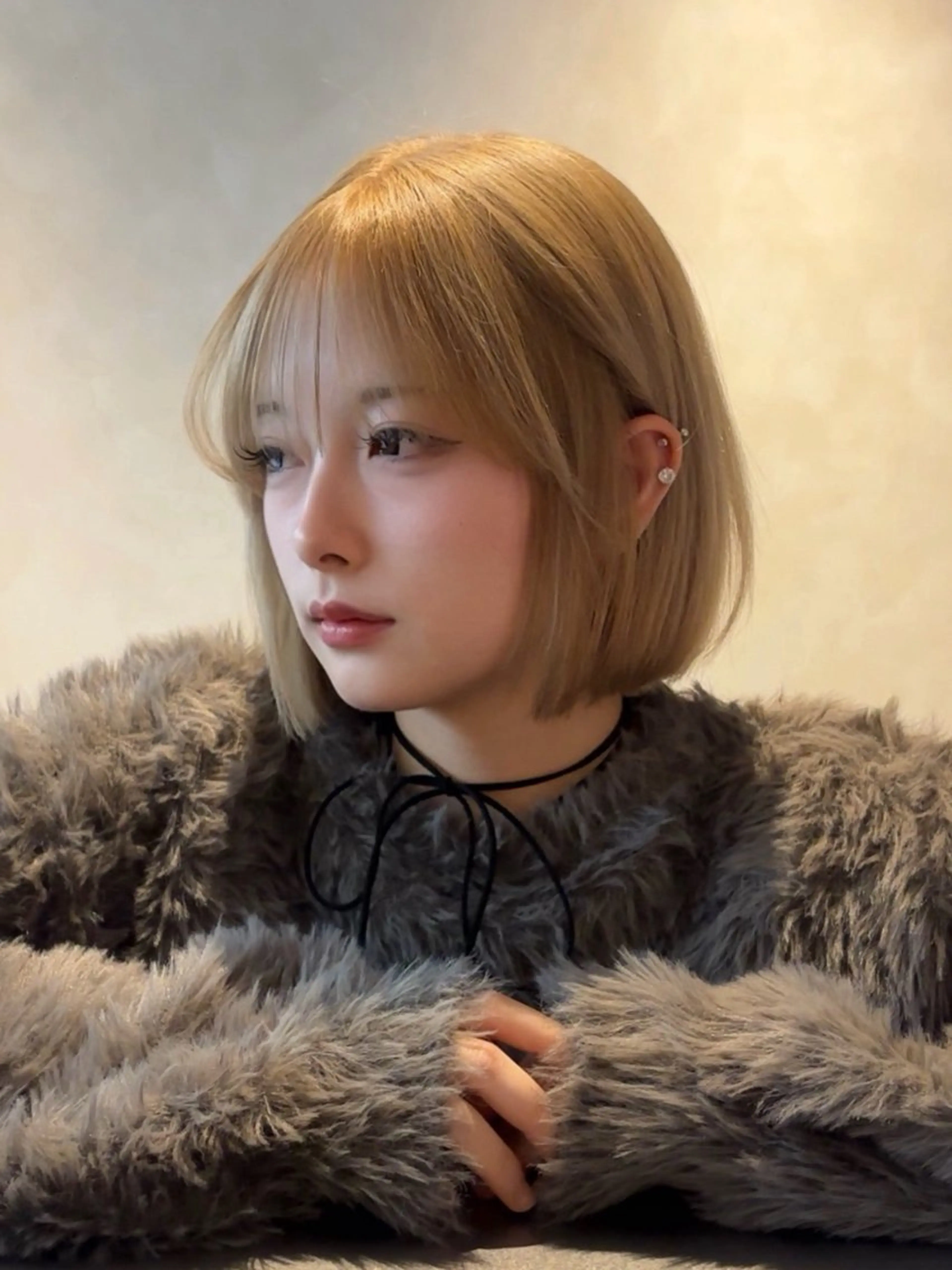 ミディアム ヘアカラー トリートメント けいし🐬ボブ 美髪縮毛矯正のヘアスタイル