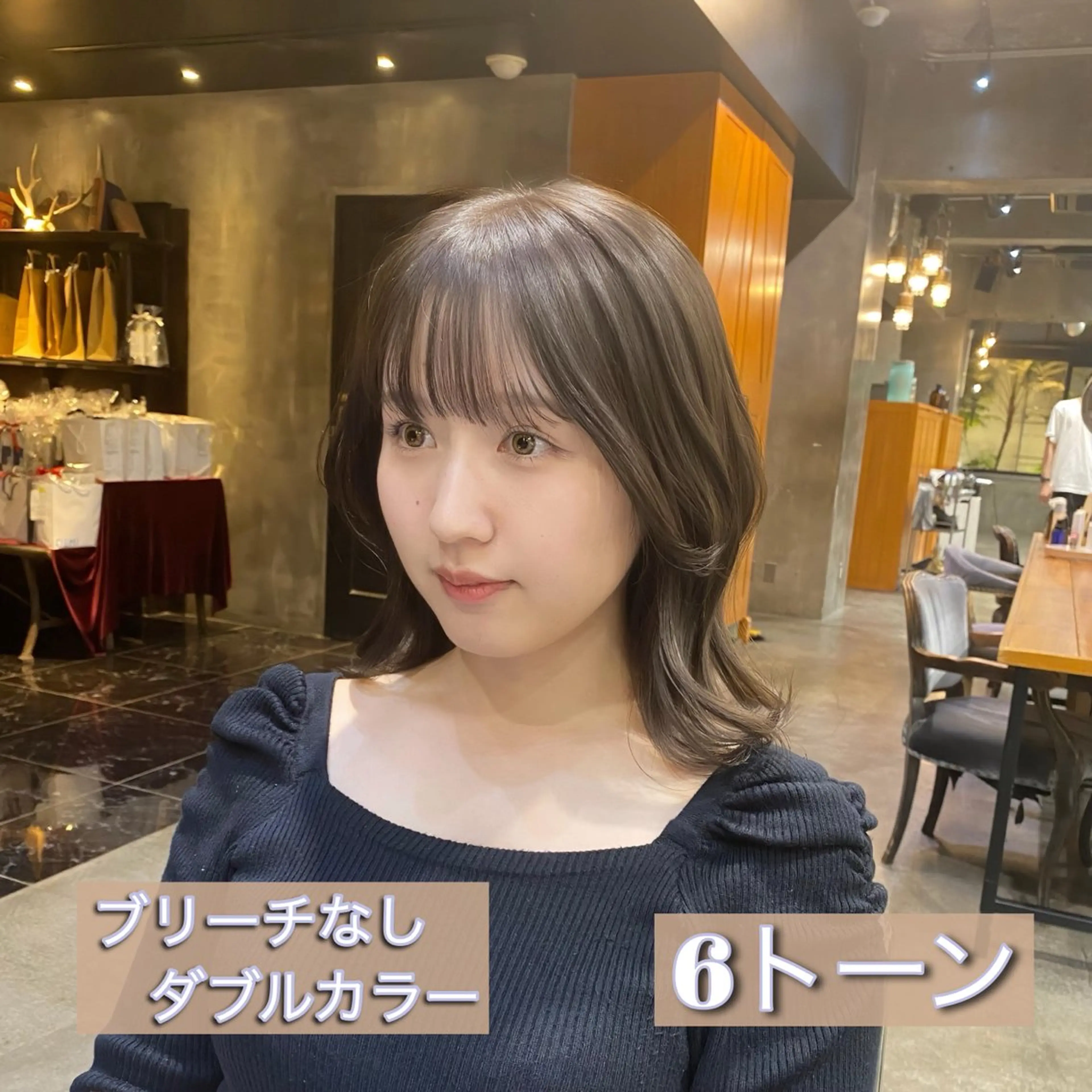 ミディアム カラー ベージュカラー ブリーチ ショコラベージュ ダブルカラー ブリーチなしカラー カット ヘアカラー Ms.CHARM所属・透明感カラー🌿 グレージュ🐺陽介のヘアスタイル