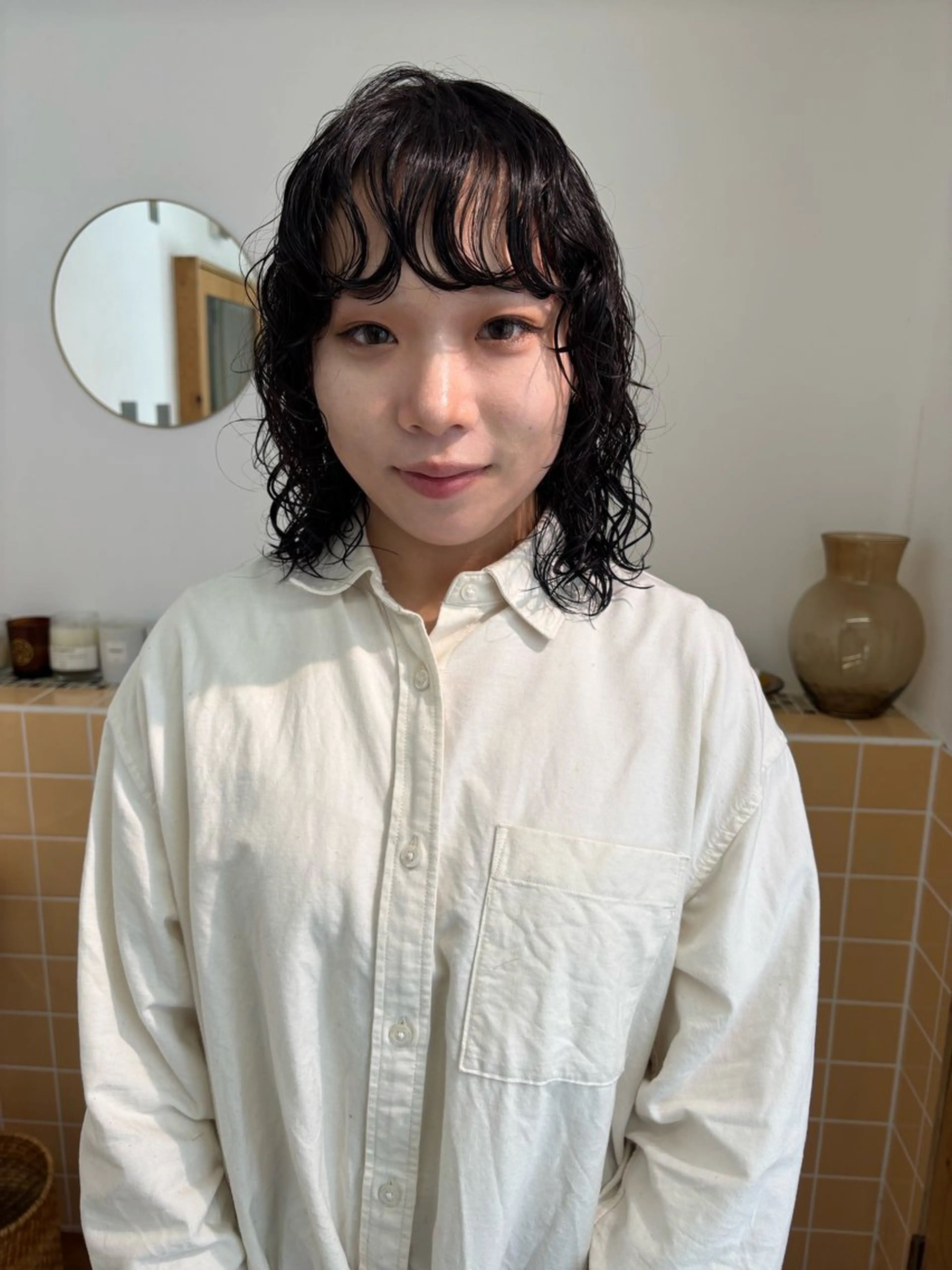 ミディアム パーマ カット パーマ sakura🌸 レイヤー/韓国ヘアのヘアスタイル