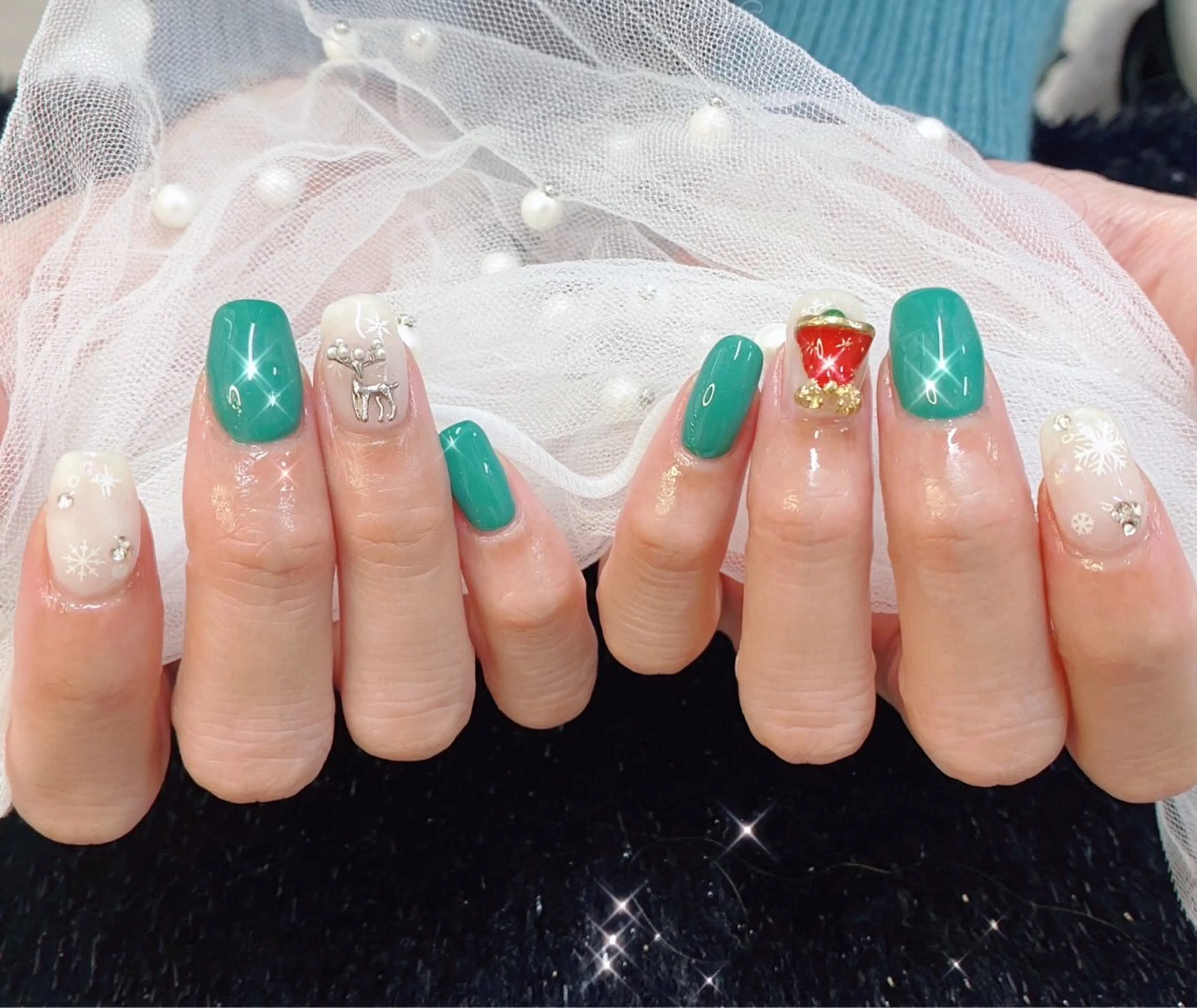 ネイル 成人式 フレンチネイル ジェルネイル ガラスフレンチ 韓国ネイル 大門浜松町 ネイルのネイルデザイン