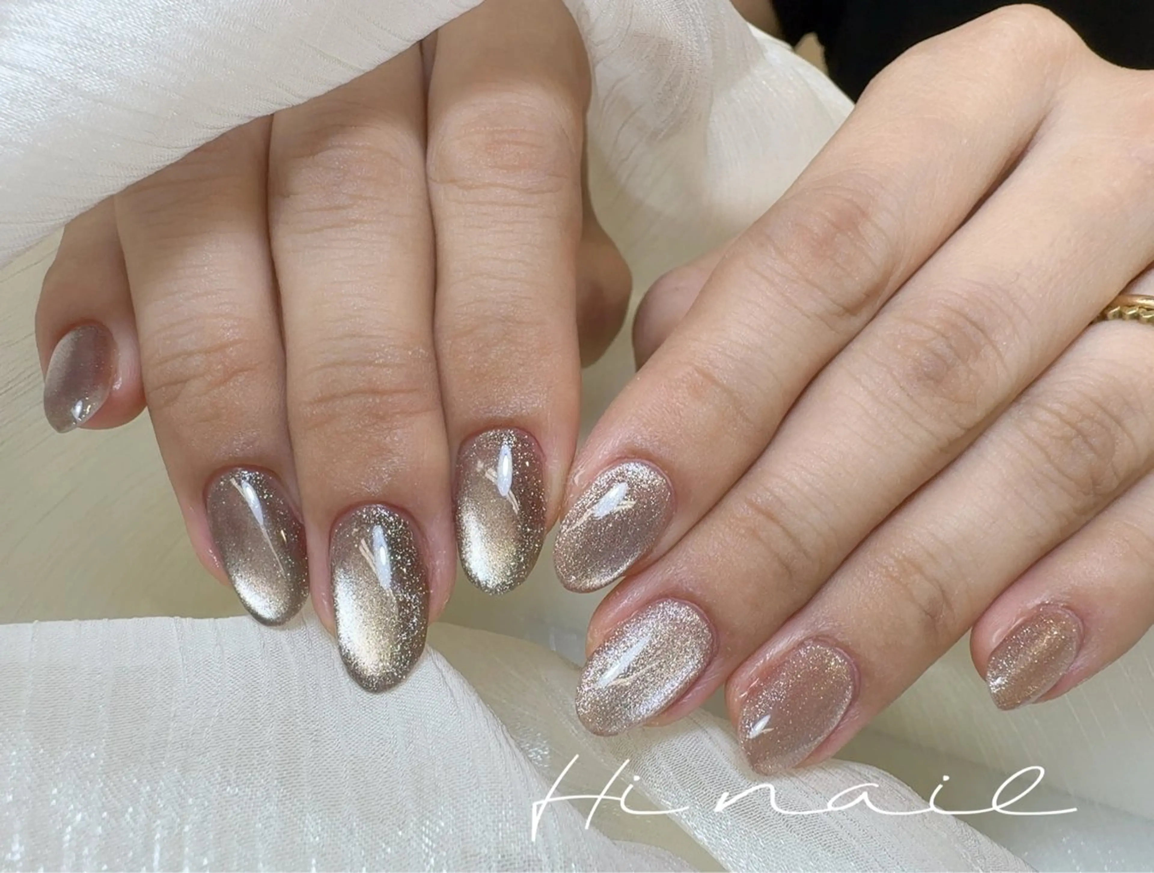 ネイル オーロラネイル 長さ出し フレンチネイル ジェルネイル マグネットネイル ハンドネイル Hi nail 【ハイネイル】池袋のネイルデザイン