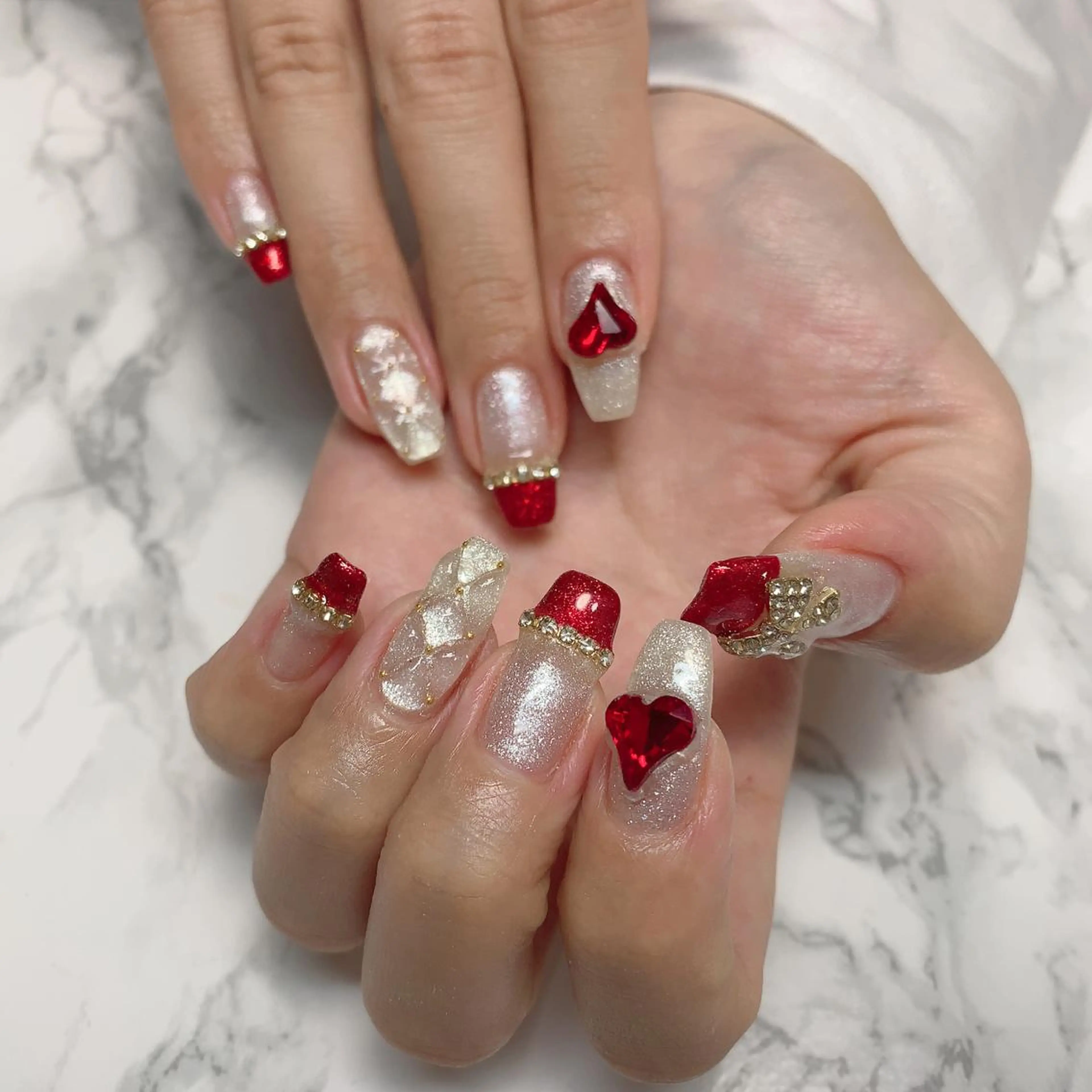 ネイル はな💎ネイル ワンホン、長さ出しのネイルデザイン