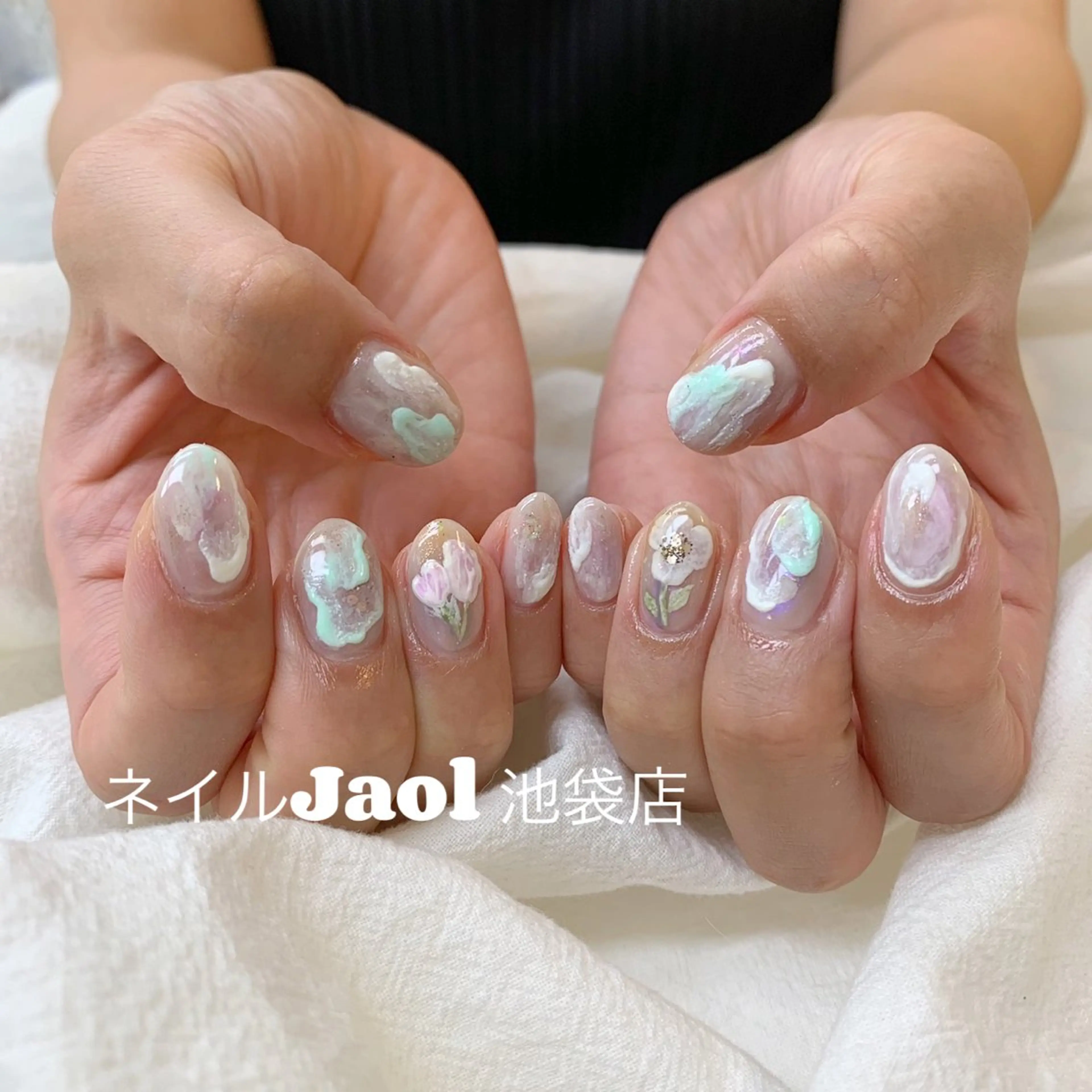 ショート 韓国風ヘア ハンドネイル nail jaol池袋店所属・ネイルJaol 池袋のネイルデザイン