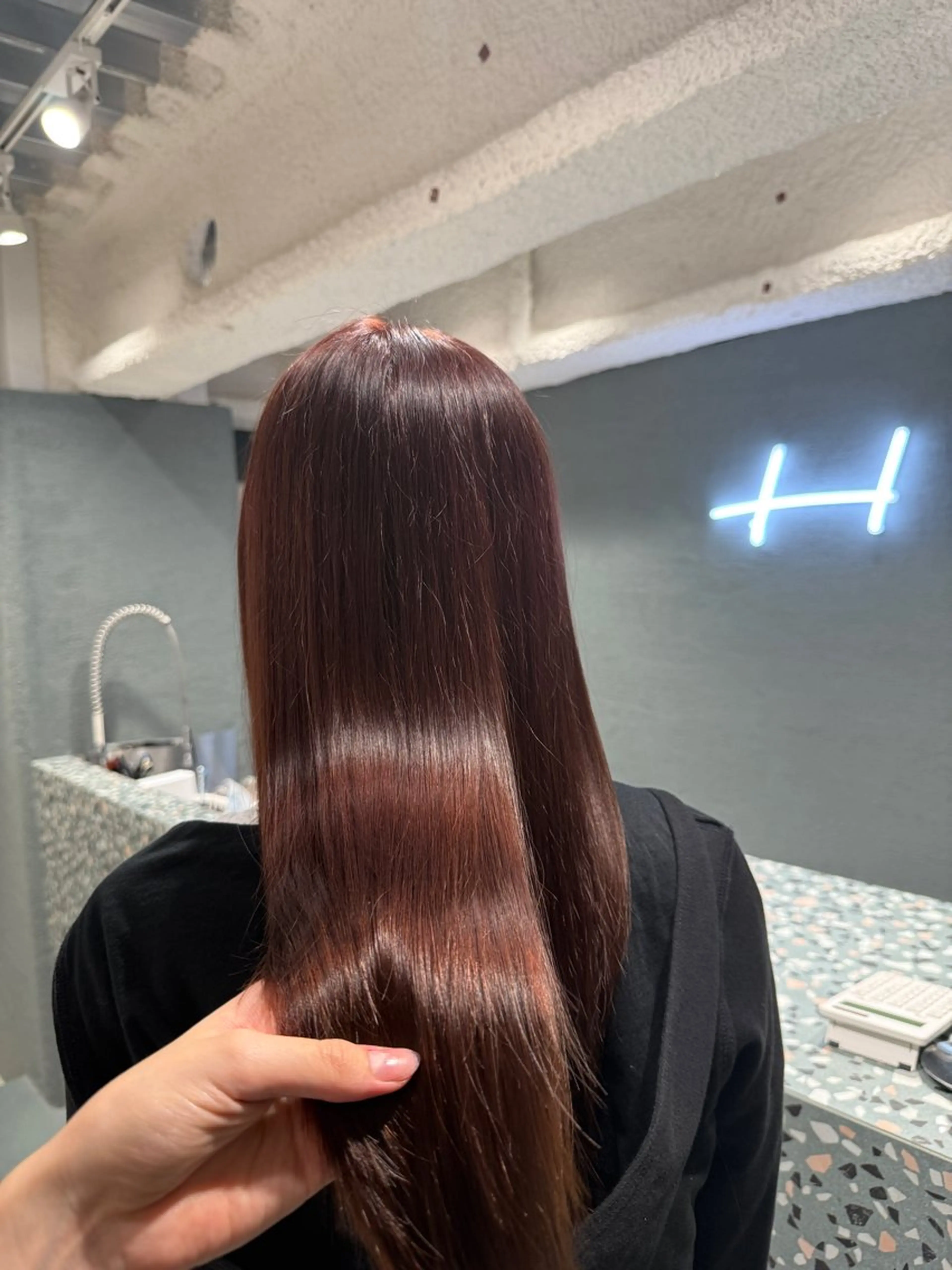 ロング カラー せな立川レディース メンズカットモデルのヘアスタイル