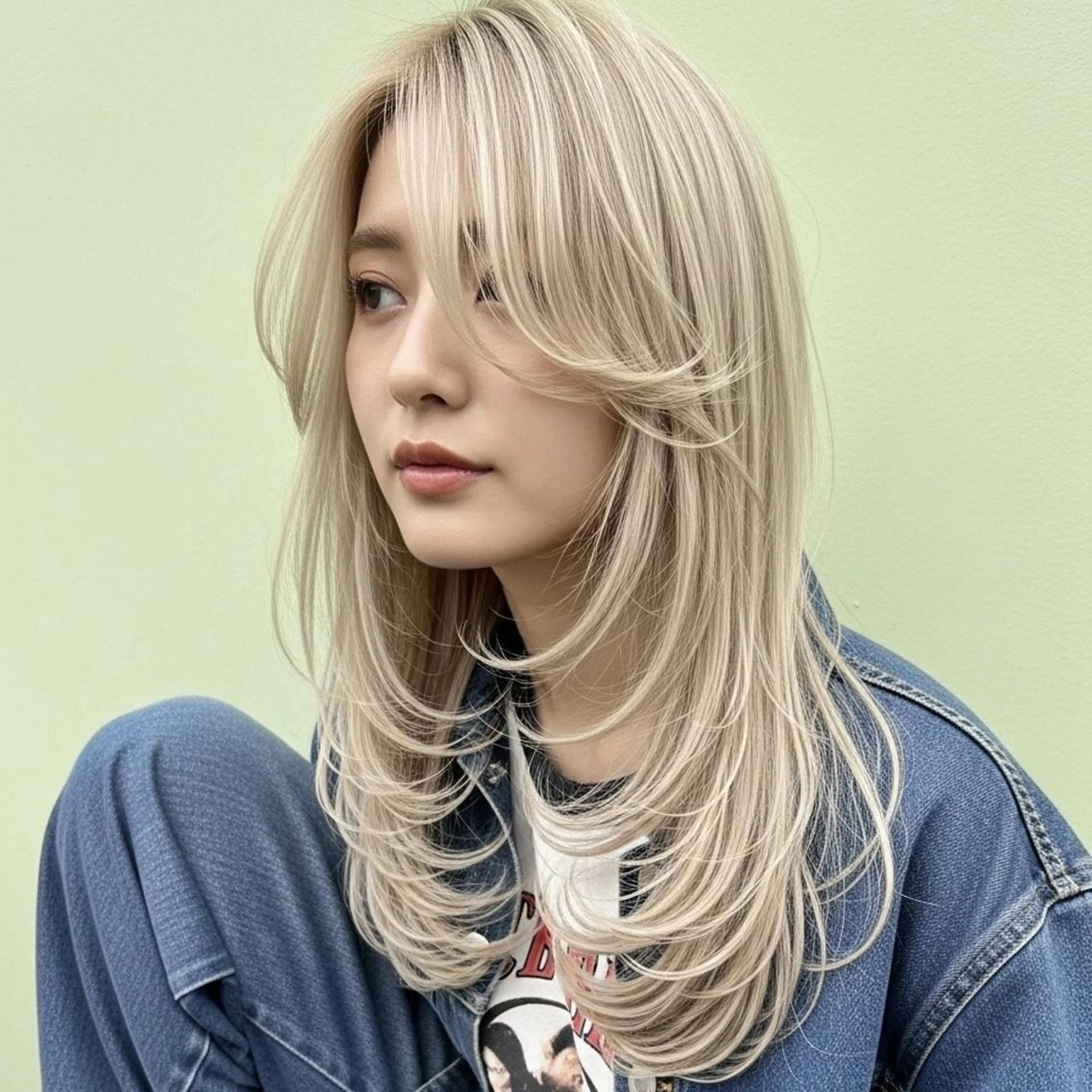 ロング カラー ブリーチ ブロンド ハイトーンカラー くびれヘア 外国人風カラー カット ヘアカラー トリートメント Halo/長居美容室 似合わせカット/ロキのヘアスタイル