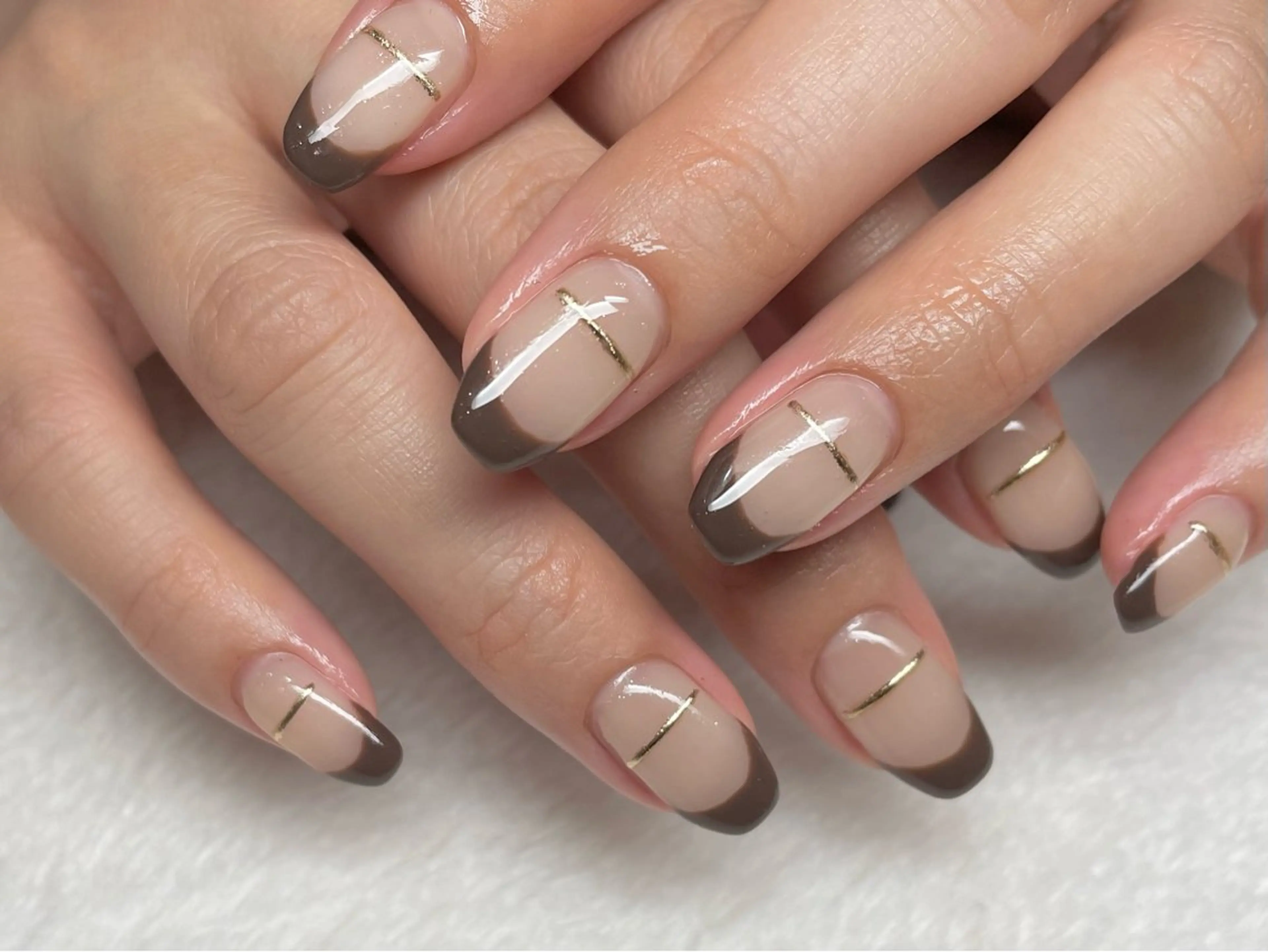 ネイル ブラウン フレンチネイル riri nail所属・riri-nail Rie Endoのネイルデザイン