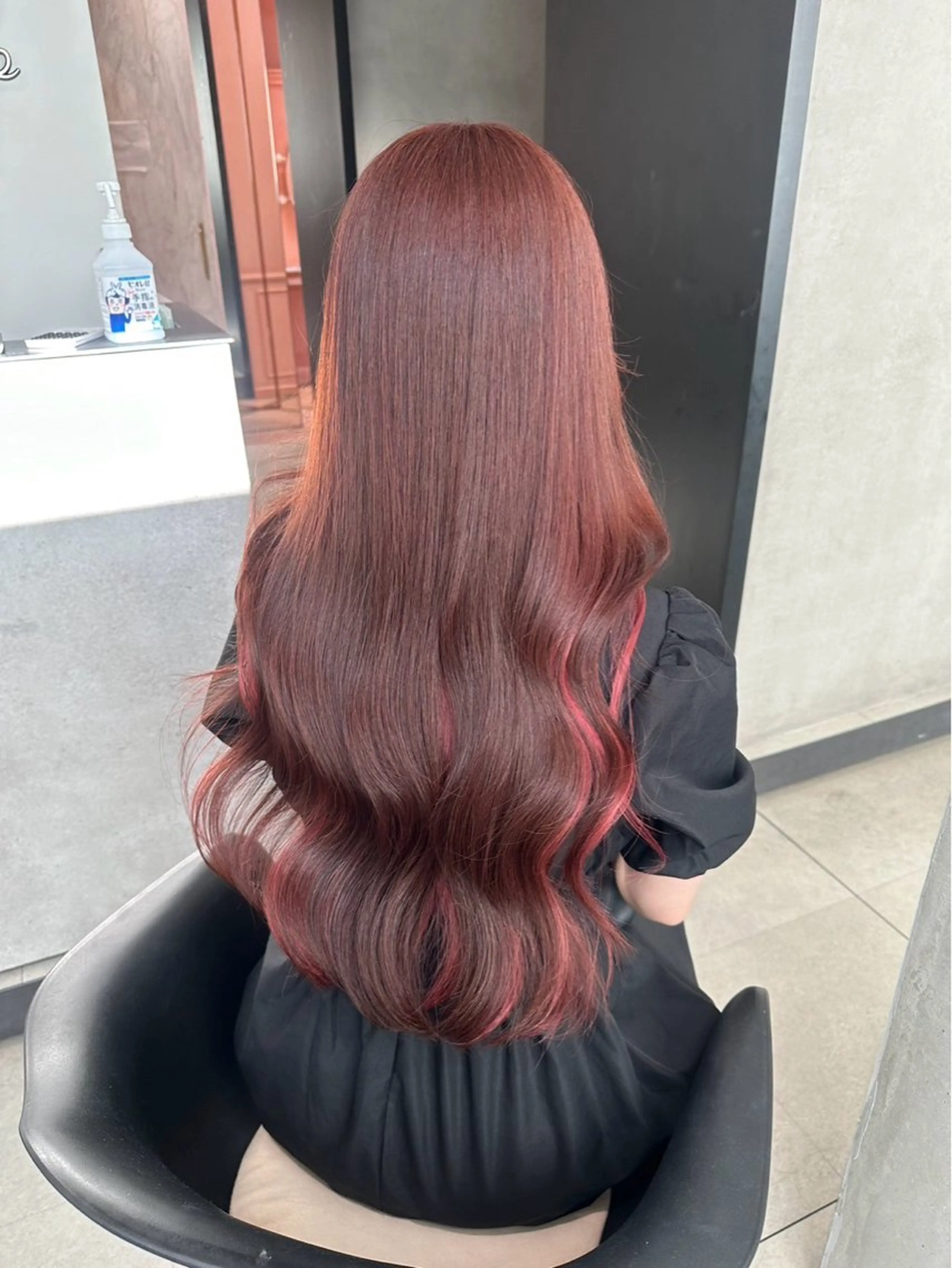 ロング カラー ブリーチ ダブルカラー ブリーチなしカラー レッドカラー 韓国風ヘア ヘアカラー 大阪 梅田/ ハイトーン/エクステのヘアスタイル