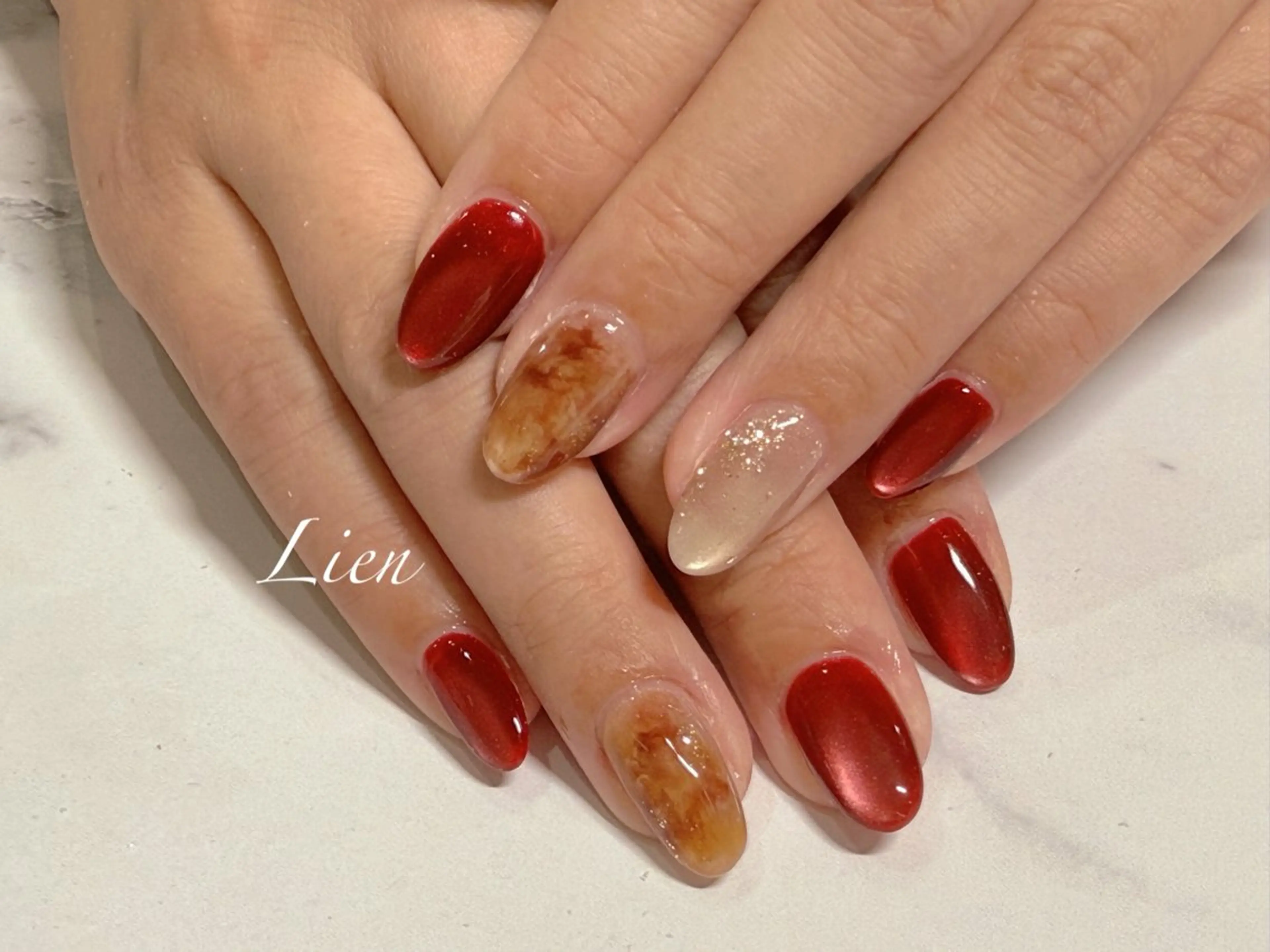 ネイル 長さ出し フットネイル フレンチネイル ジェルネイル ガラスフレンチ ハンドネイル Lien（リアン） 銀座駅6分のネイルデザイン