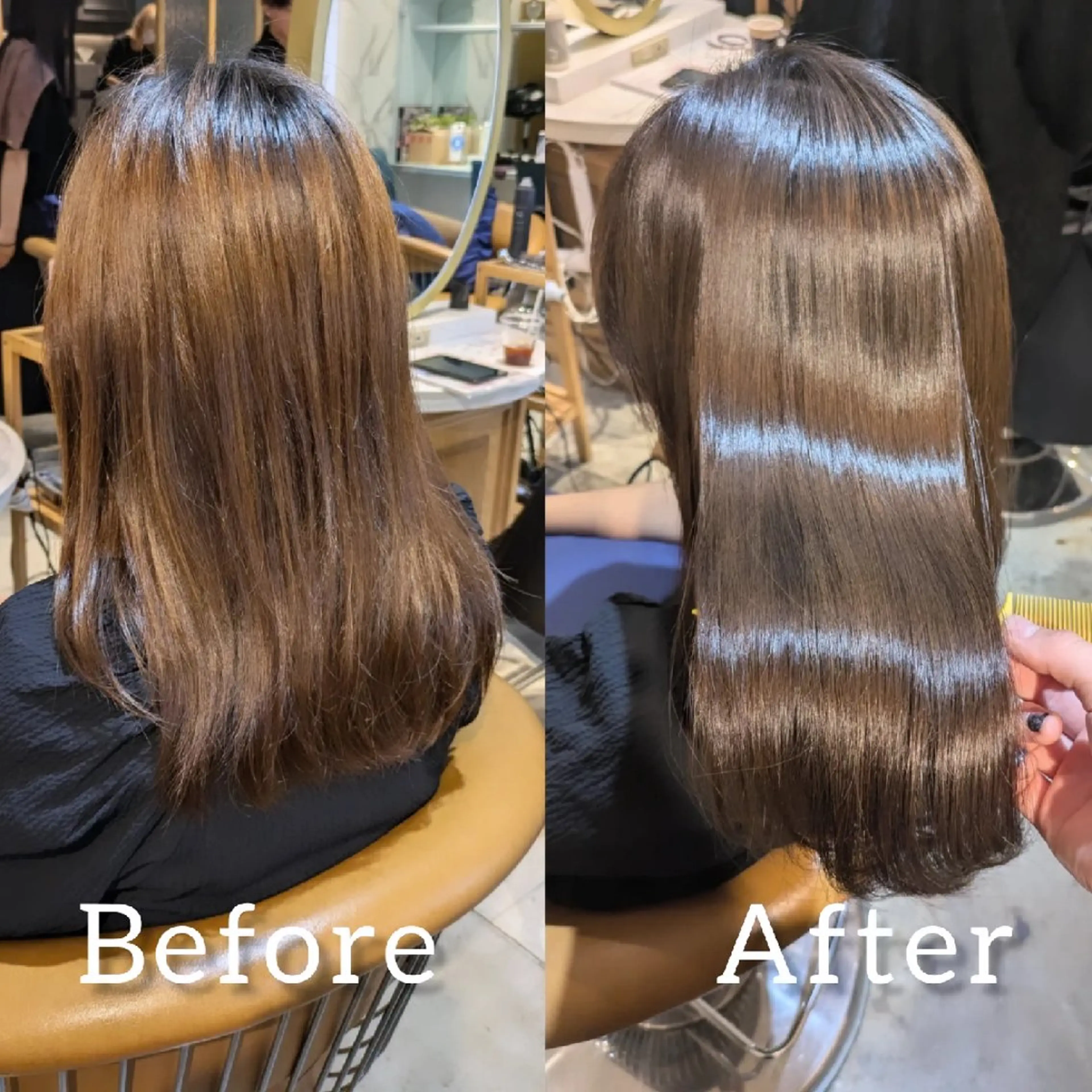 ミディアム カット ヘアカラー 縮毛矯正 トリートメント 縮毛矯正/レイヤー 💎やまもとちひろのヘアスタイル