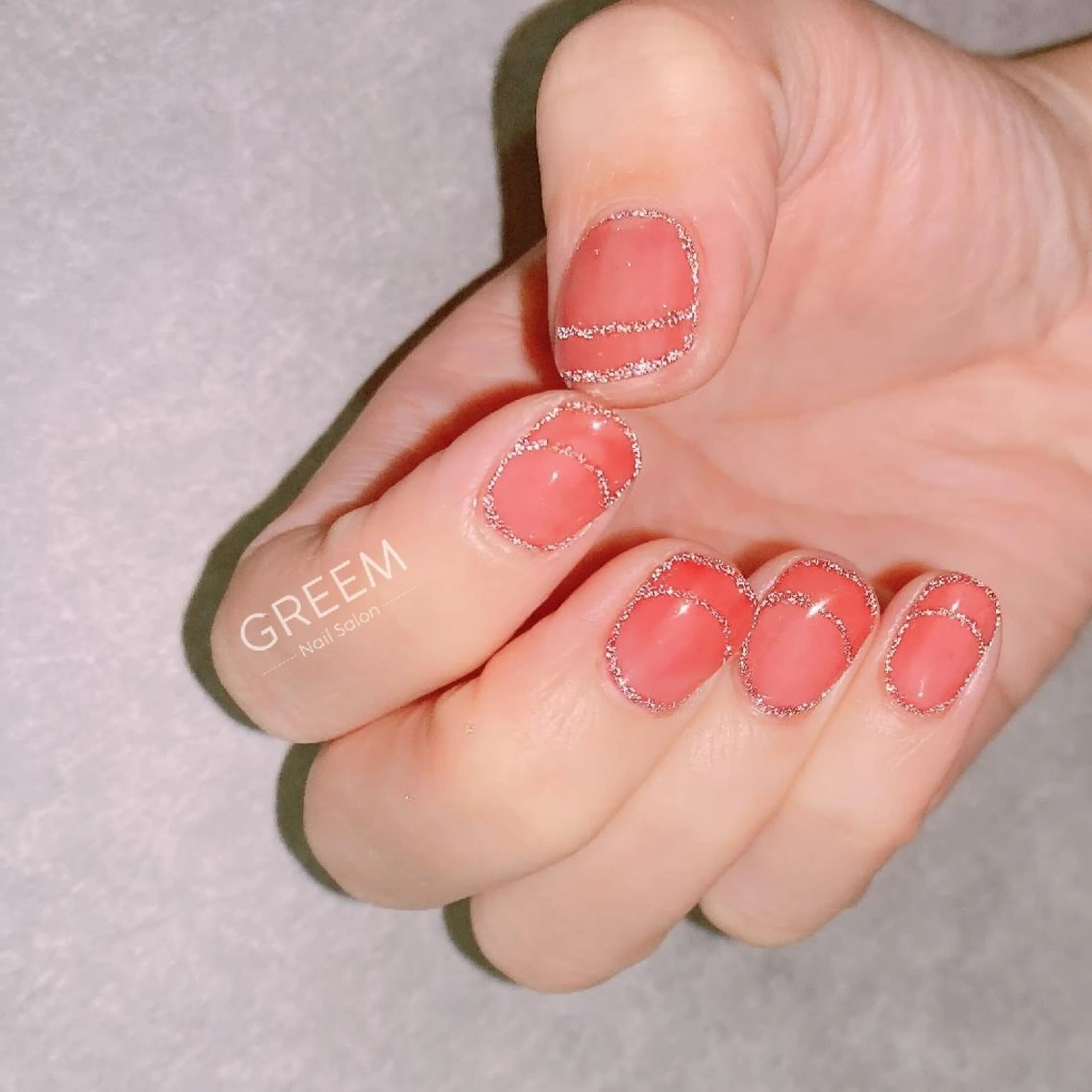 ネイル フラッシュネイル ジェルネイル ラメ(グリッター) パラジェル ショートネイル フットネイル GREEM グリームのネイルデザイン