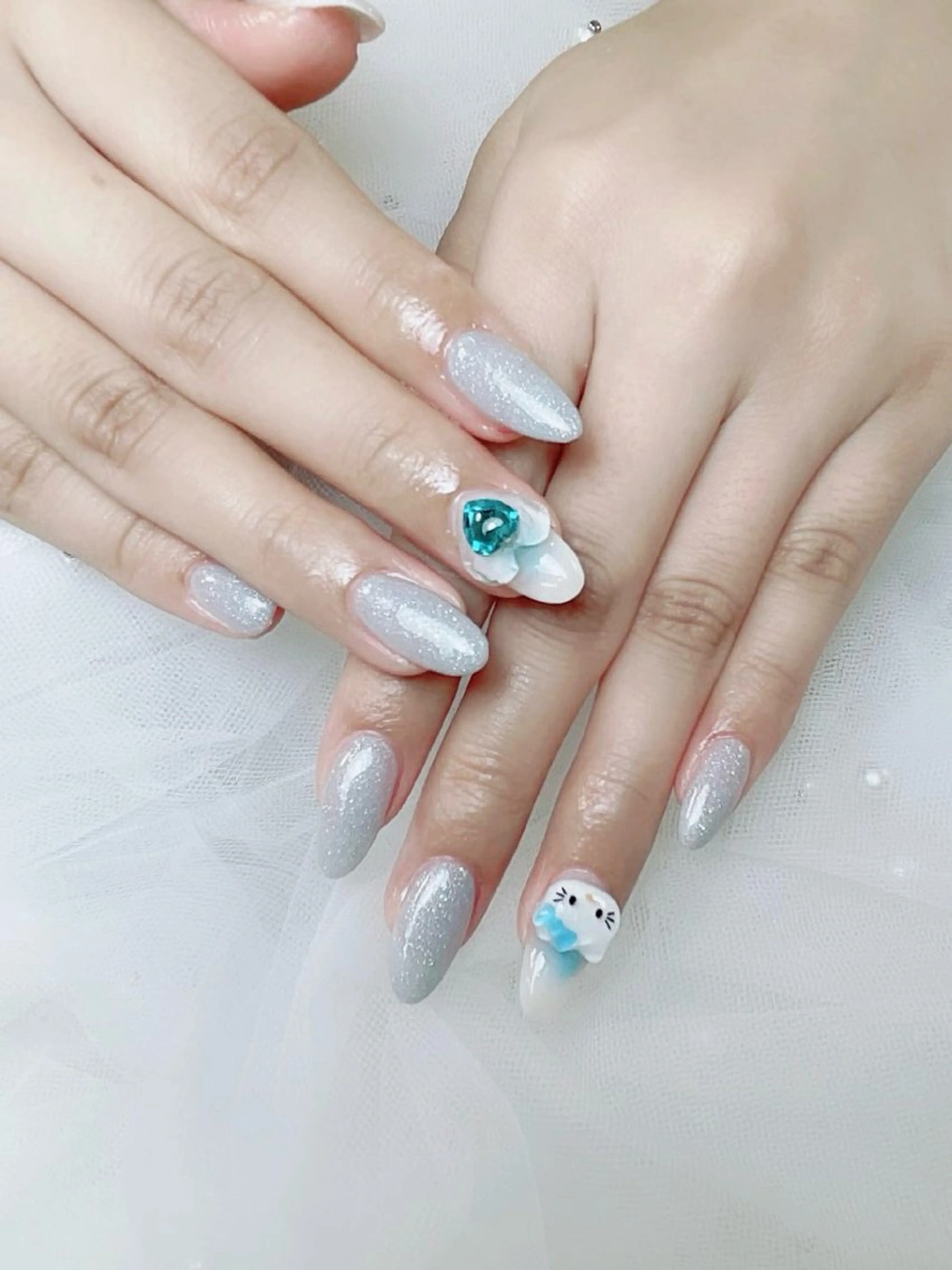 ネイル フレンチネイル ジェルネイル ハート 韓国ネイル マグネットネイル ハンドネイル ネイルサロン lotusのネイルデザイン