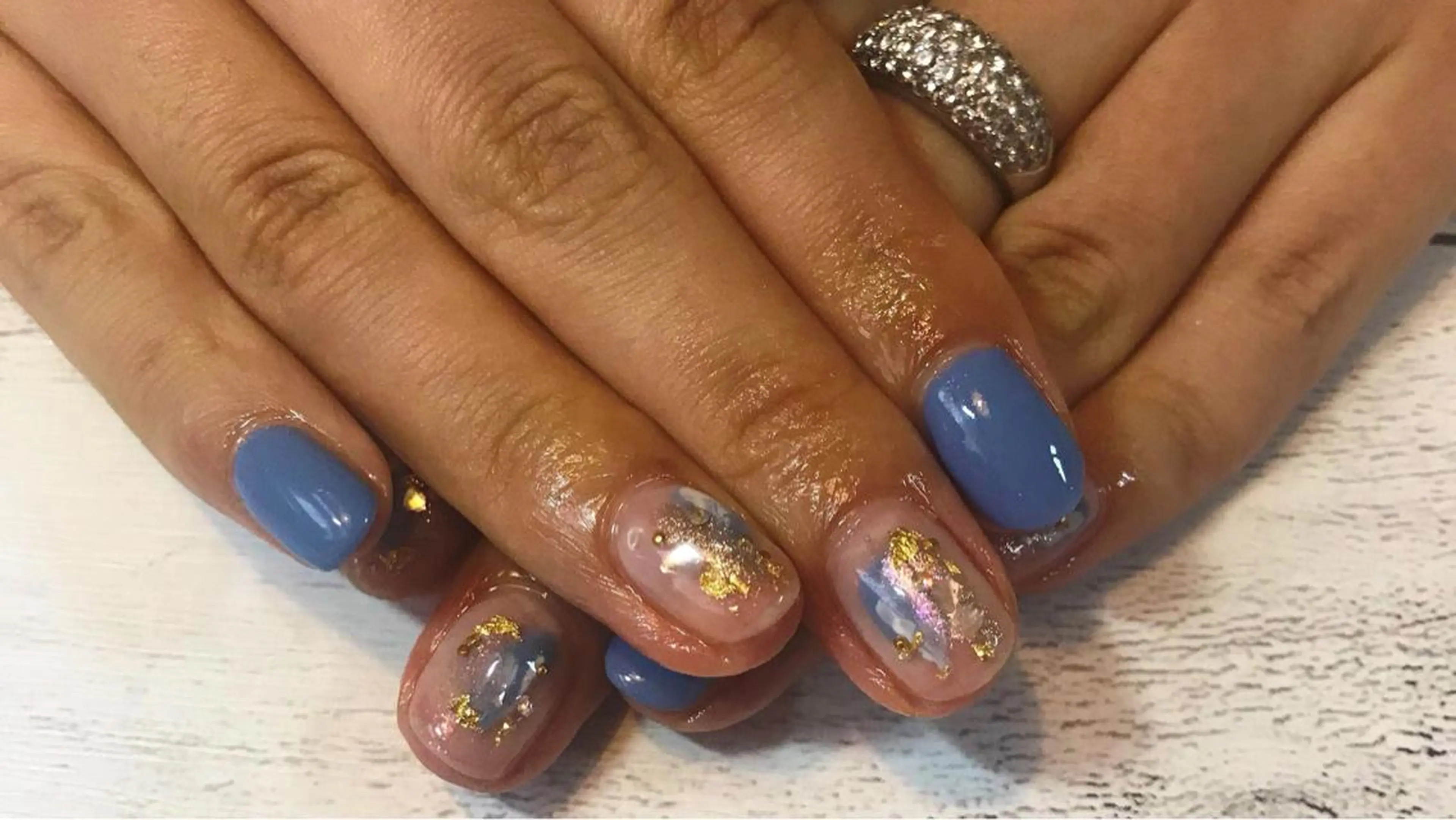 ネイル ブルー ハンドネイル GéRanium Harukaのネイルデザイン