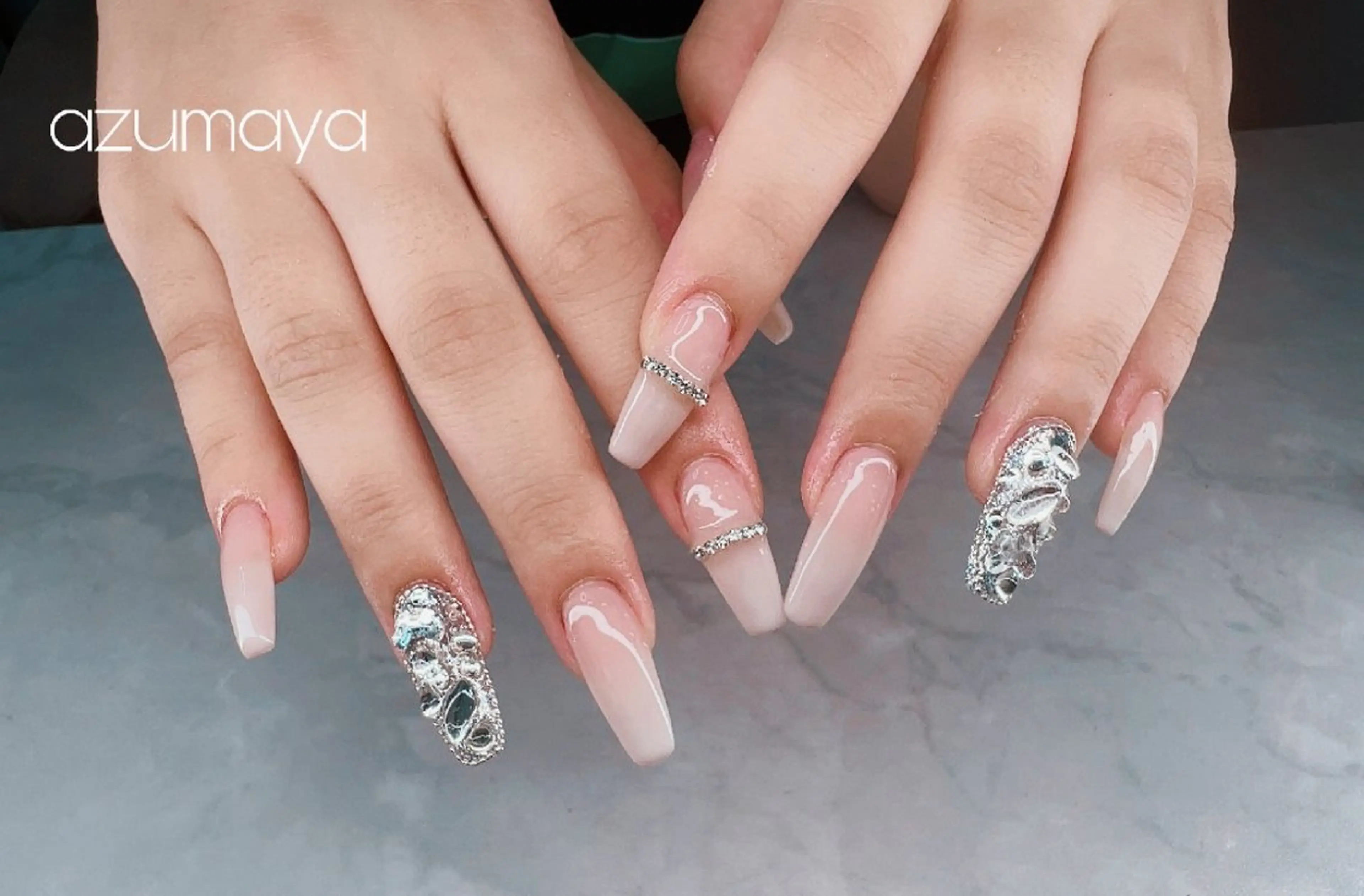 ネイル 長さ出し ハンドネイル azumaya ネイリストarisaのネイルデザイン