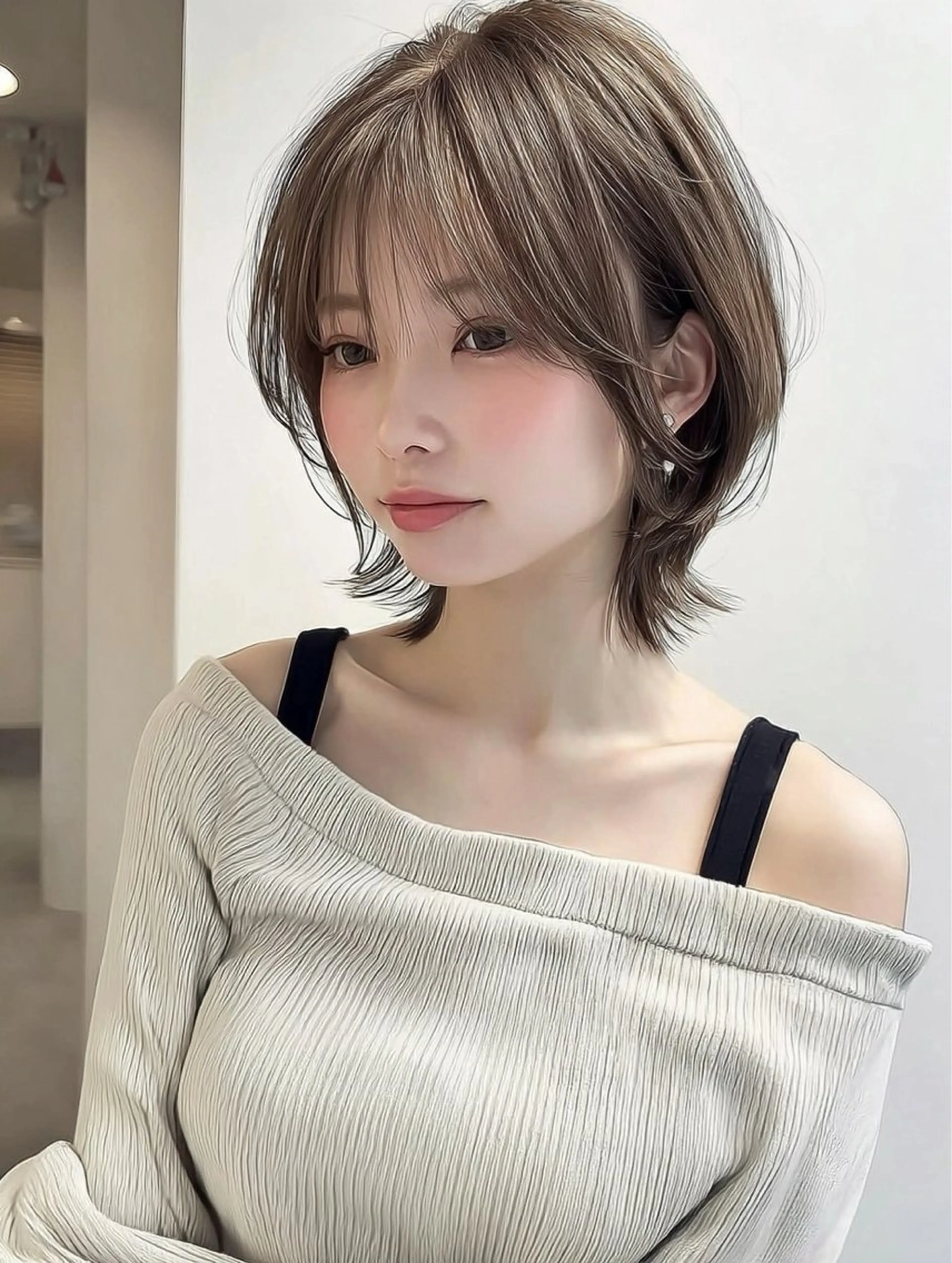 ミディアム カラー 鍋島 美華のヘアスタイル