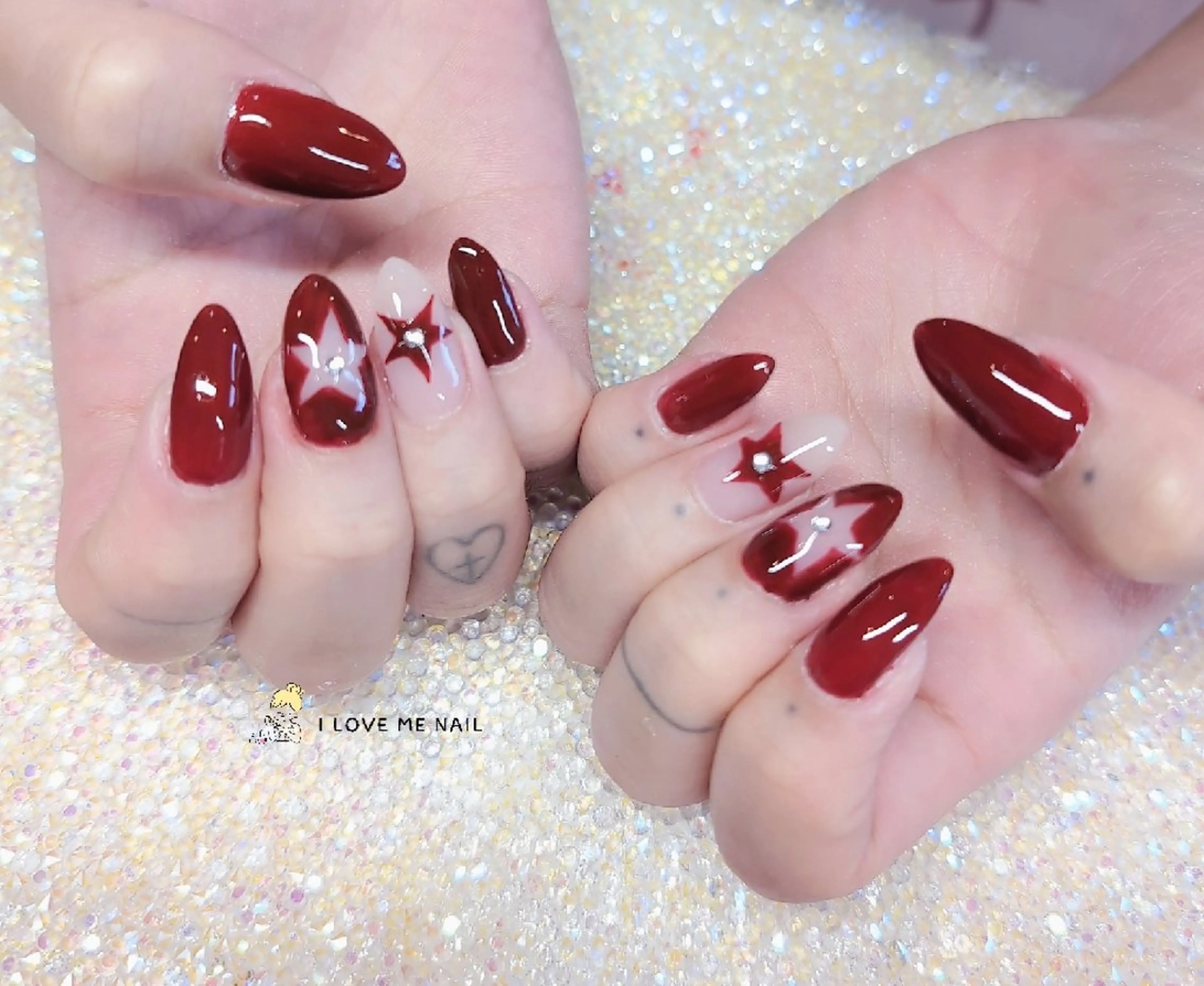 ネイル 長さ出し ハート 韓国ネイル マグネットネイル ニュアンスネイル ハンドネイル I LOVE ME NAIL.。.:*♡のネイルデザイン