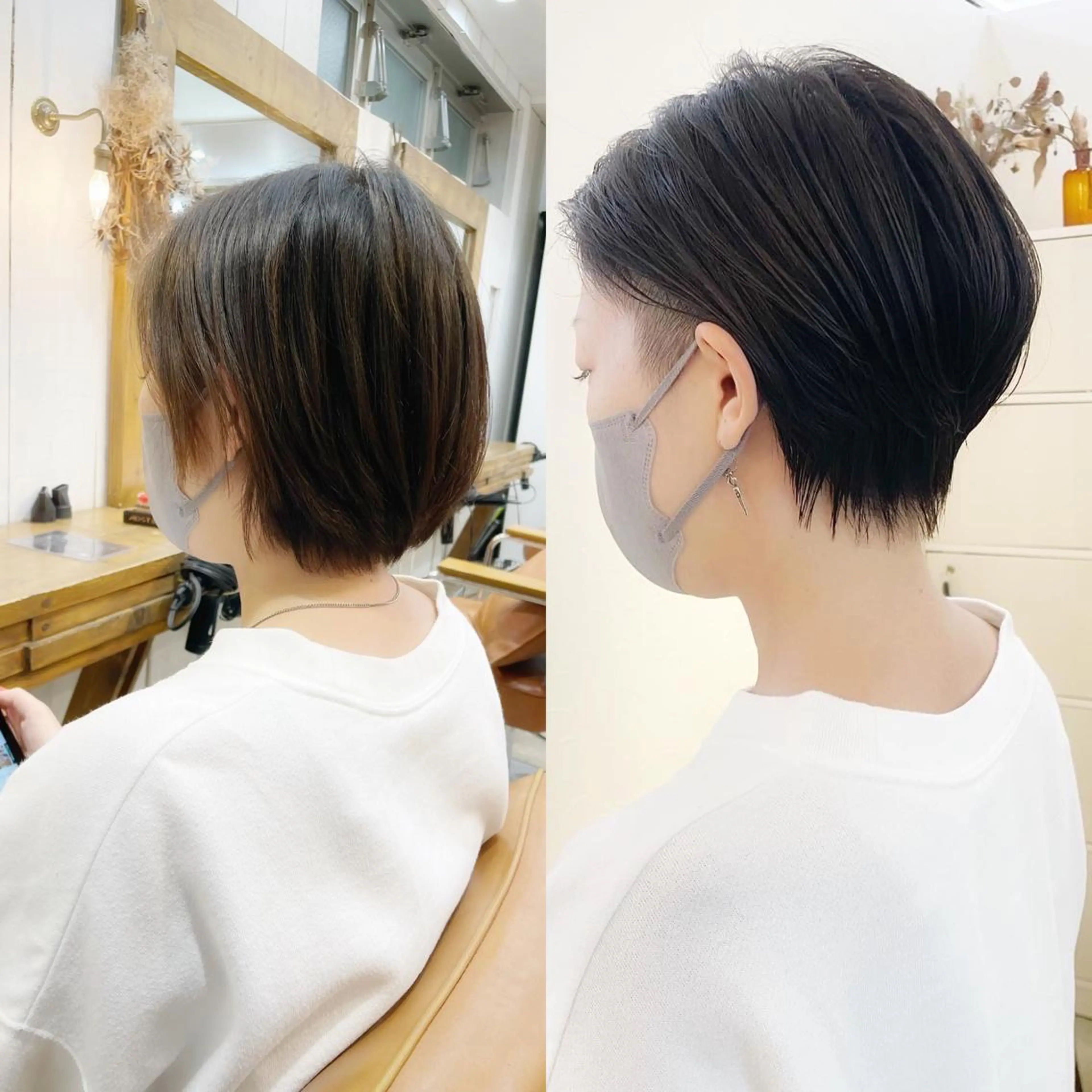 ショート カラー ショートボブ ハンサムショート ブリーチ ブリーチなしカラー ボブ カット ヘアカラー newline銀座所属・銀座ショート/ 大人ショート/金子涼のヘアスタイル