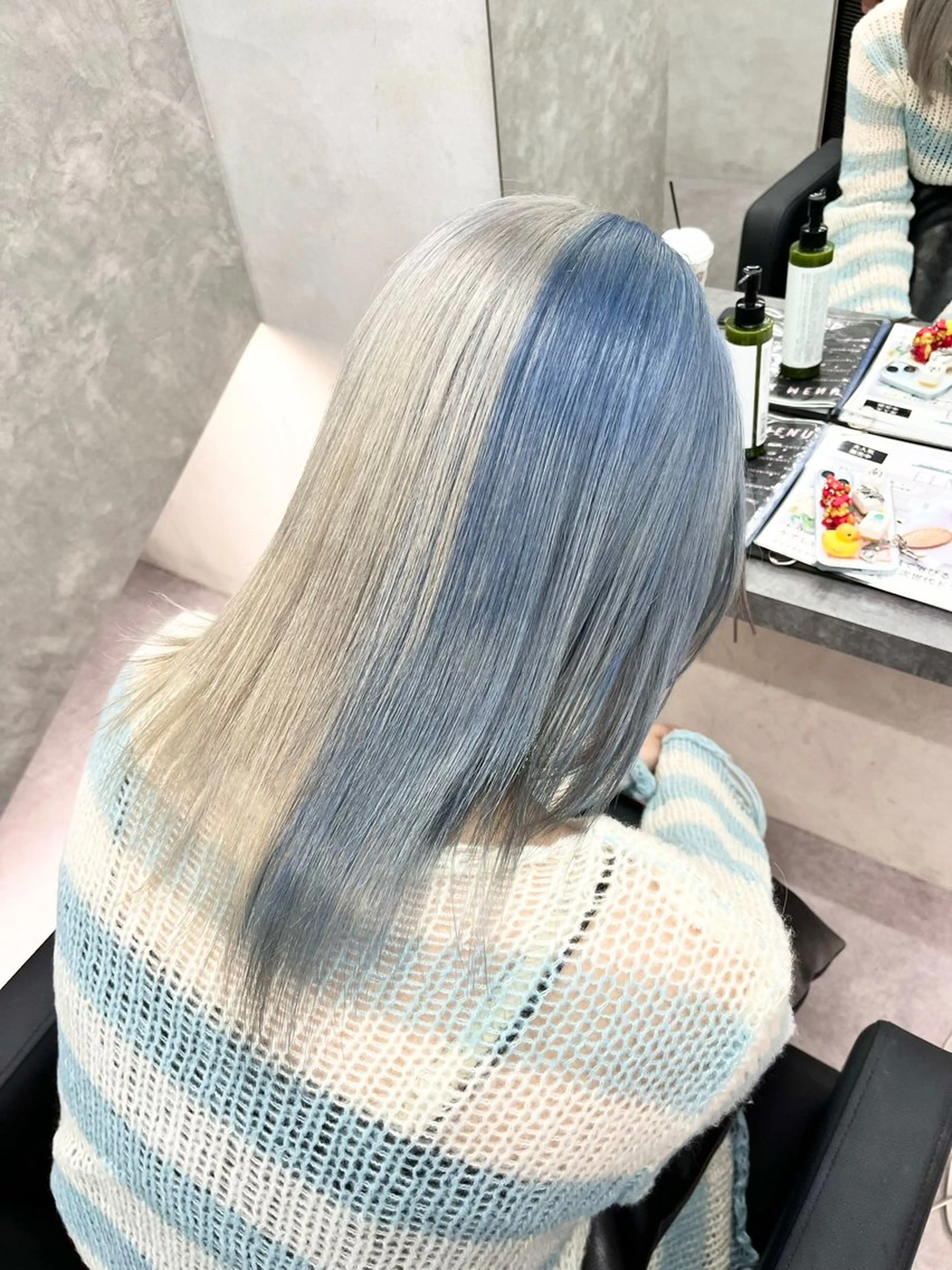 ミディアム カラー ブルーカラー デザインカラー ダブルカラー ハイトーンカラー インナーカラー デザインカラー 小西勇次のヘアスタイル