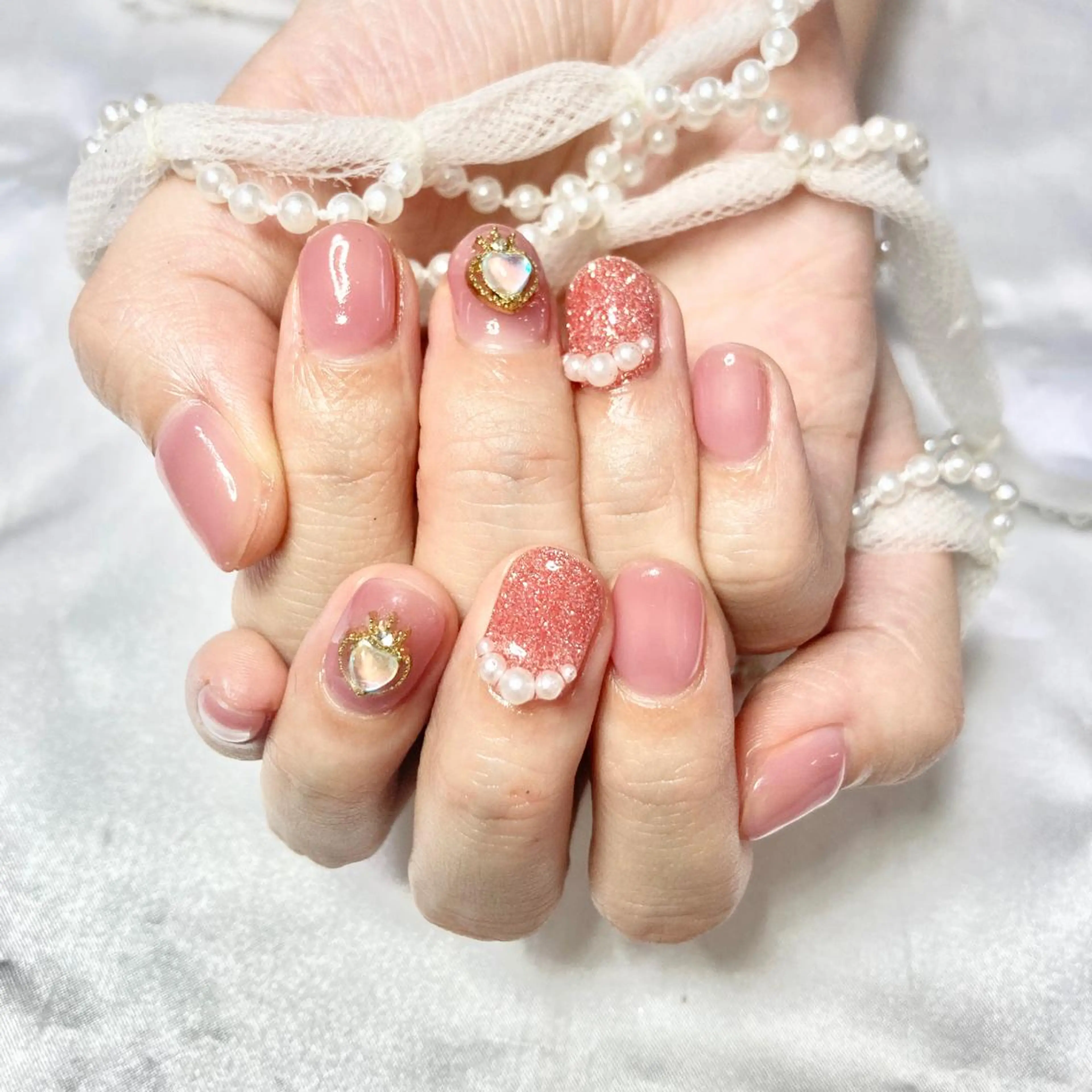 ネイル アートネイル オーロラネイル ブラウン フットネイル フレンチネイル 韓国ネイル/新大久保 /駅近　【Toko】のネイルデザイン