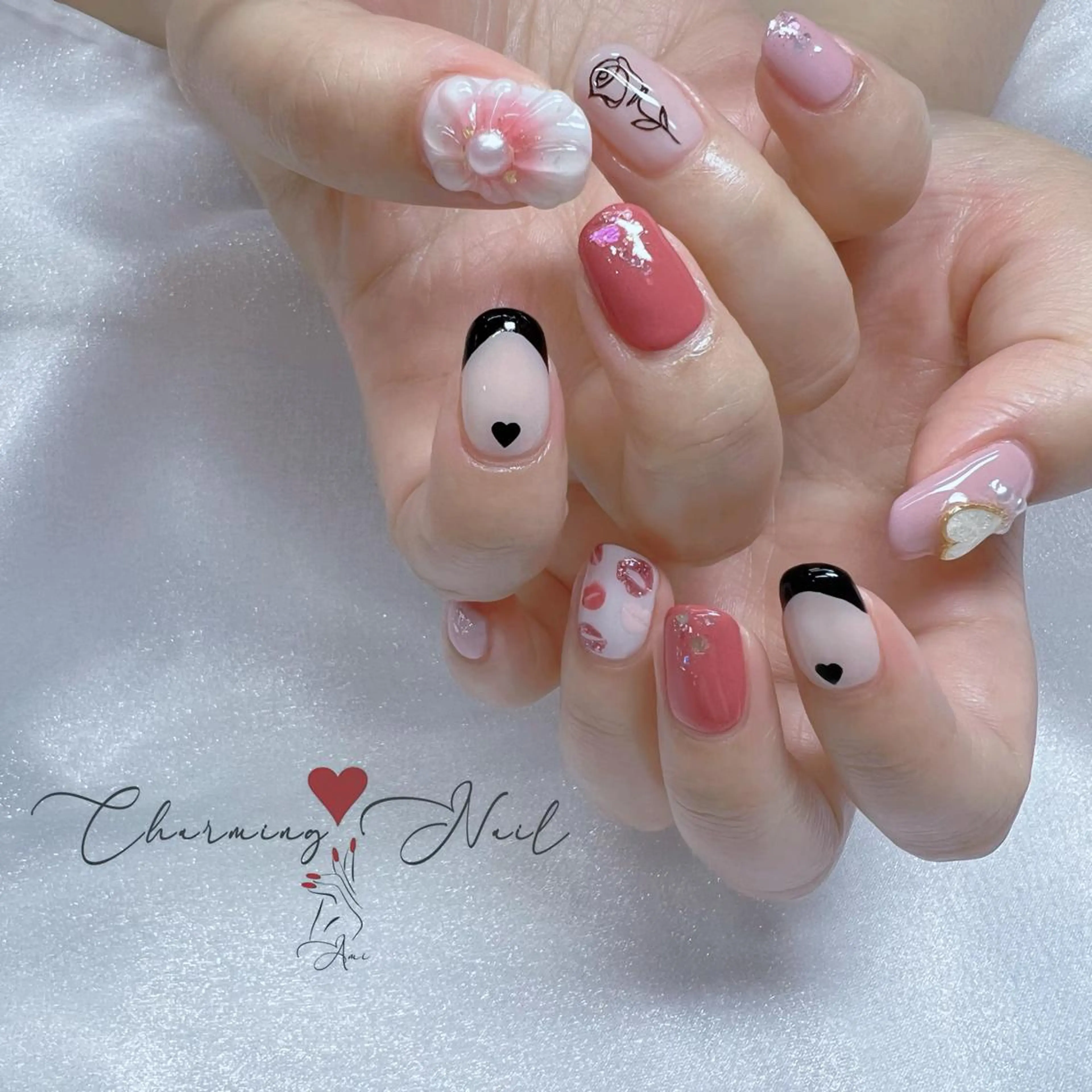 ネイル フレンチネイル ハート 持ち込み ぷっくりネイル Charming❤️Nail所属・Nailist Amiのその他イメージ