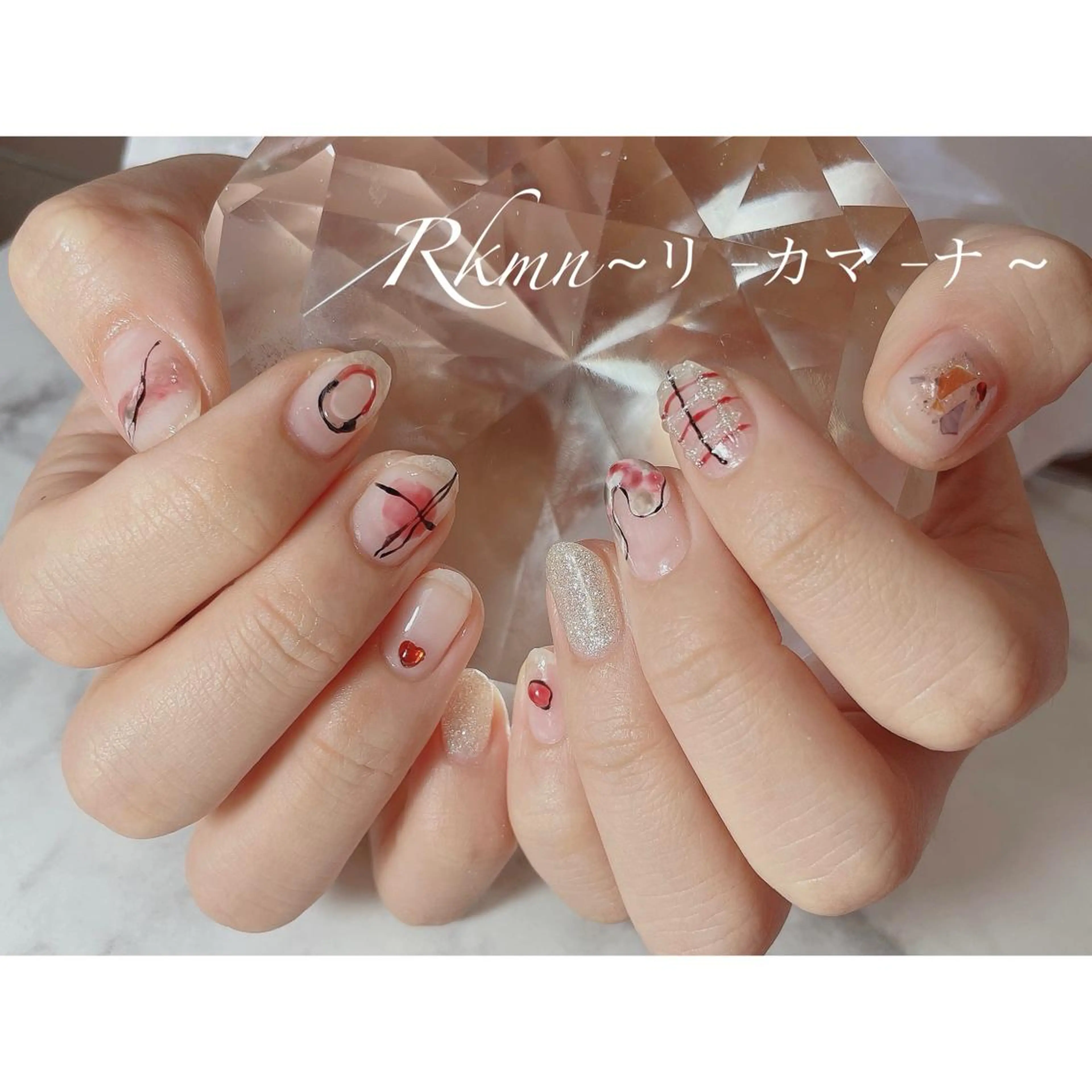 ネイル アートネイル ニュアンスネイル 赤色 春ネイル ハンドネイル フットネイル ハンドケア Rkmn ~リ-カマ-ナ~のネイルデザイン